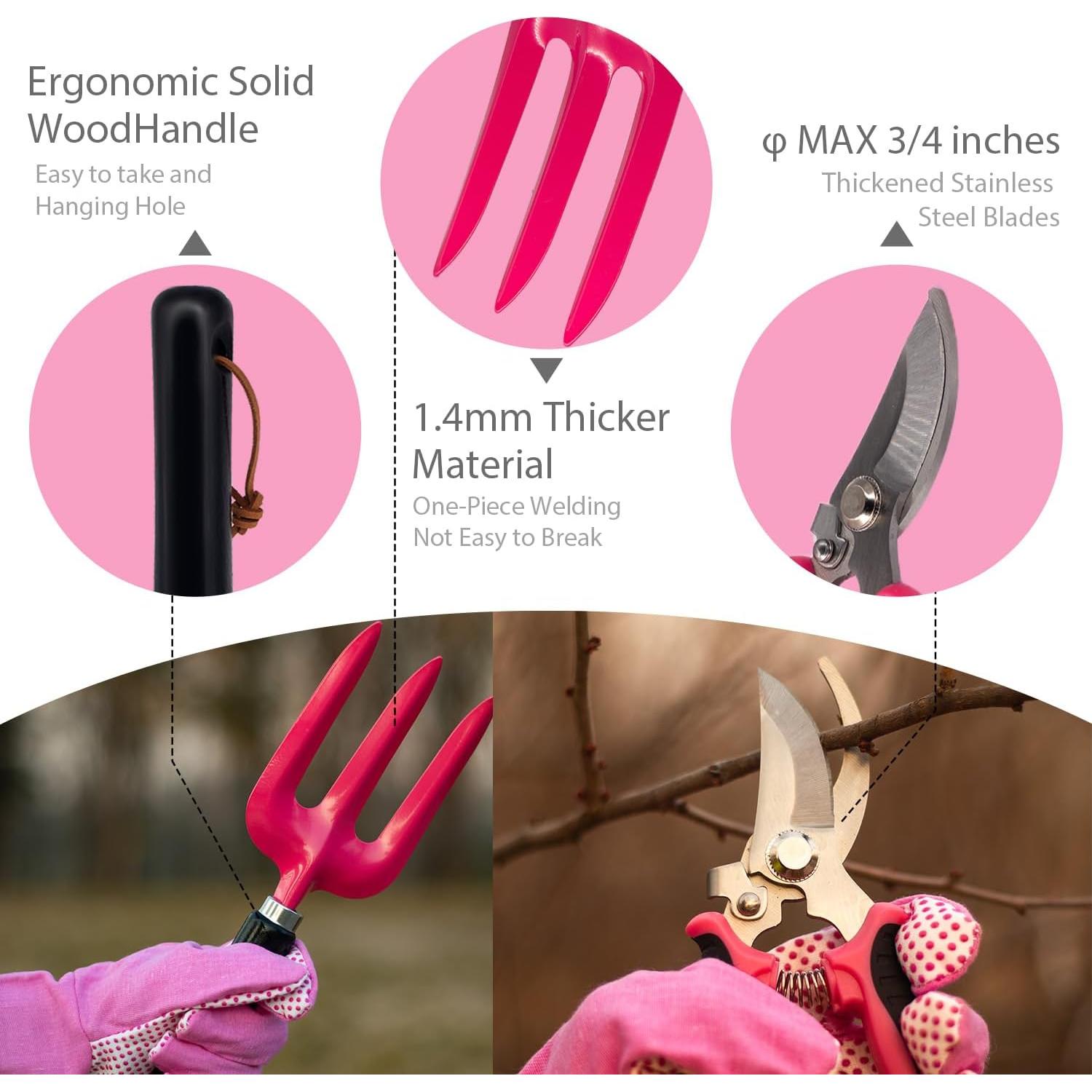 Juego de Herramientas de Jardinería MonBel 9 Piezas Rosa