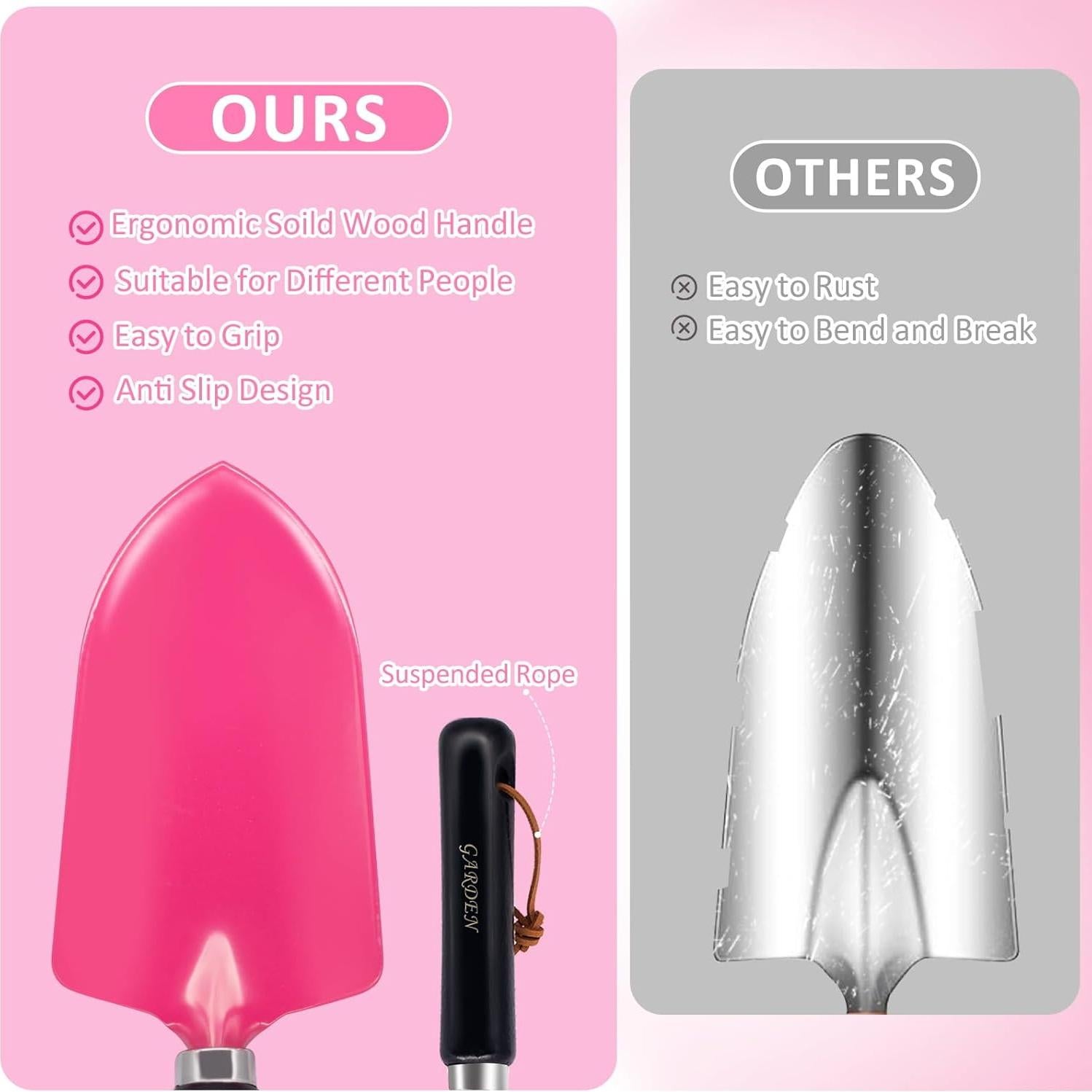 Juego de Herramientas de Jardinería MonBel 9 Piezas Rosa