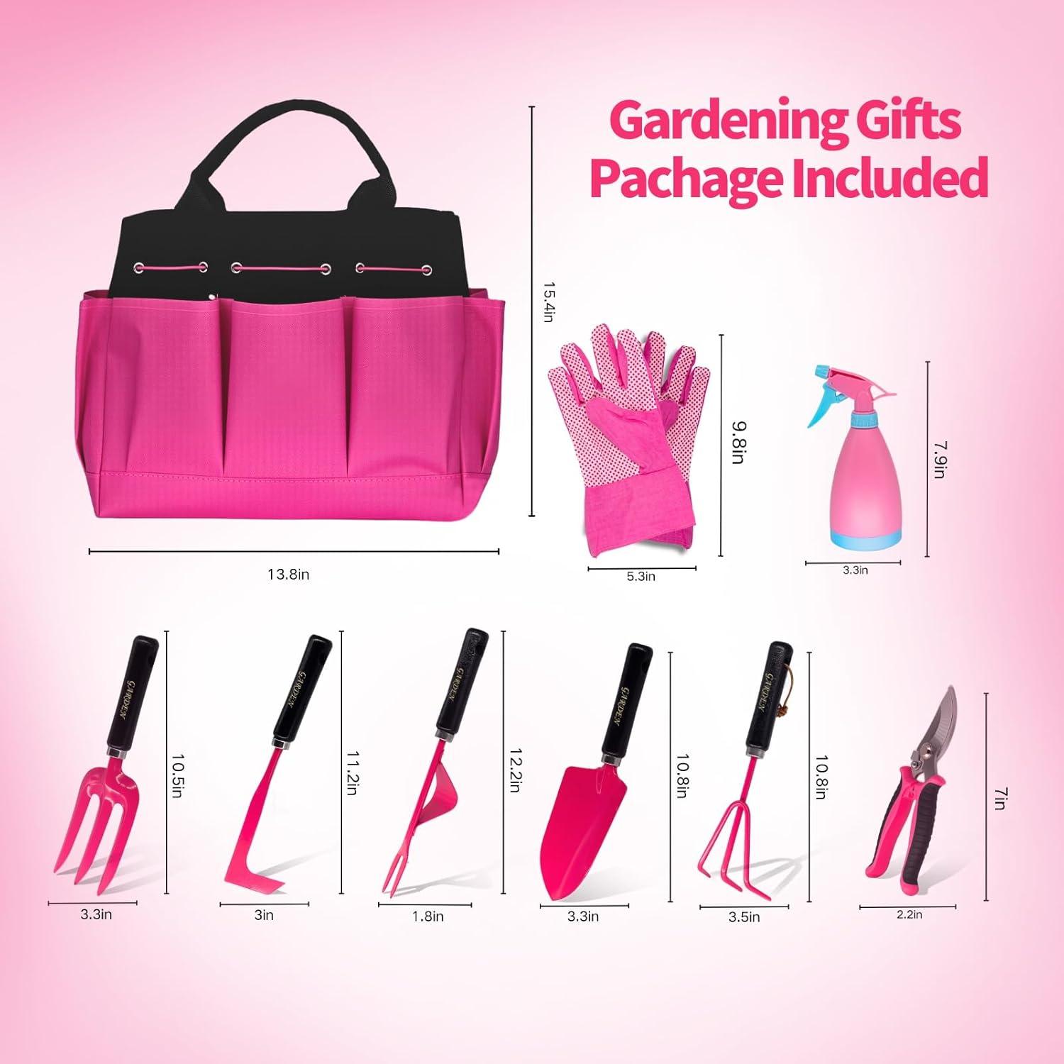 Juego de Herramientas de Jardinería MonBel 9 Piezas Rosa