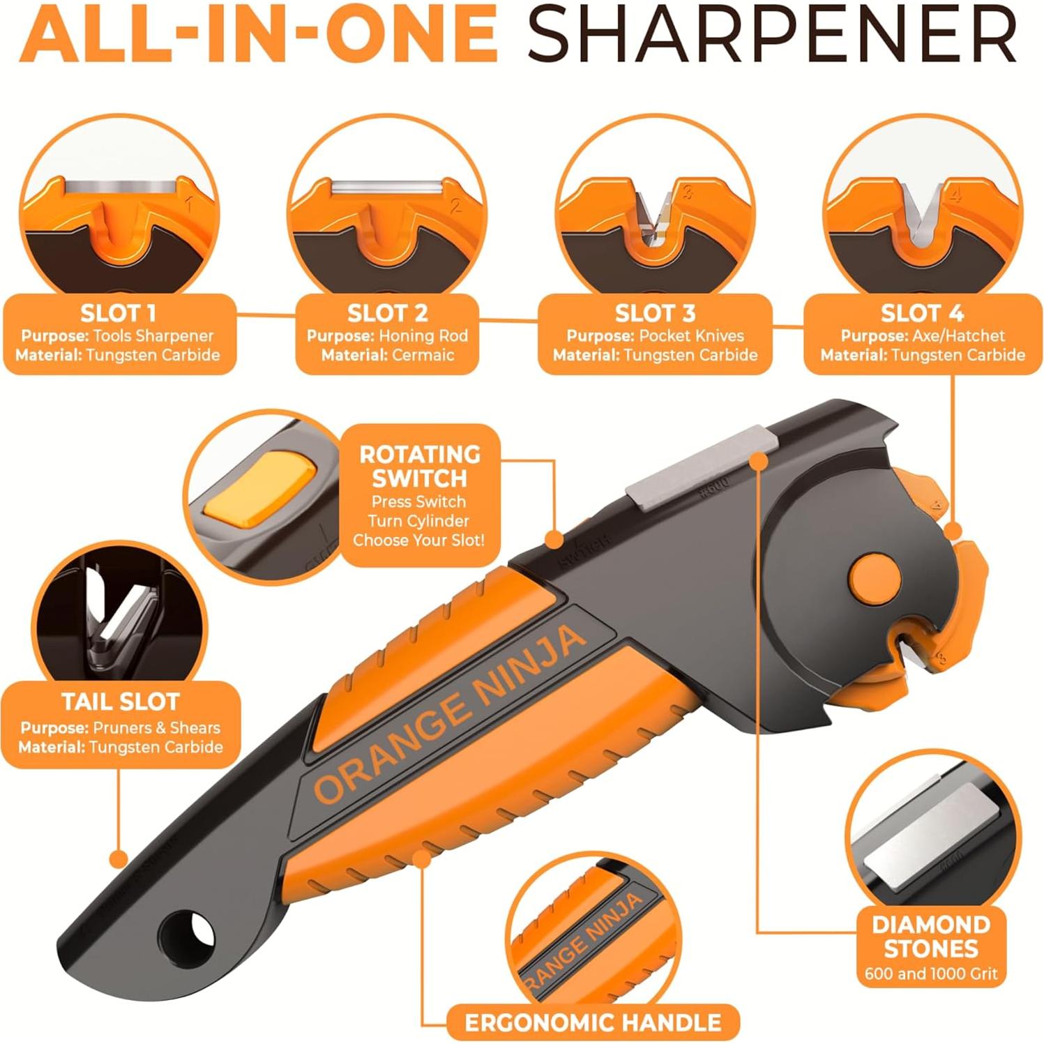 Afilador de Herramientas Todo-en-Uno Sharp Pebble Ninja Naranja