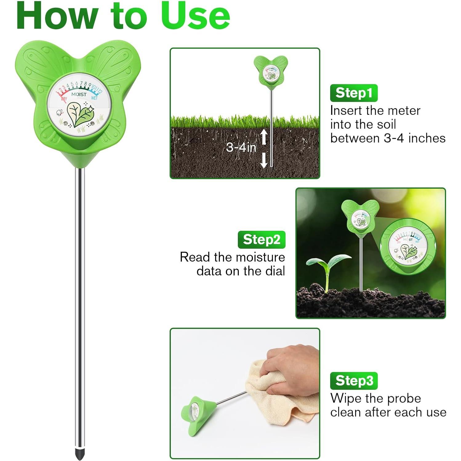 Medidor de Humedad del Suelo UNIWA HD001 para Jardín 24 cm