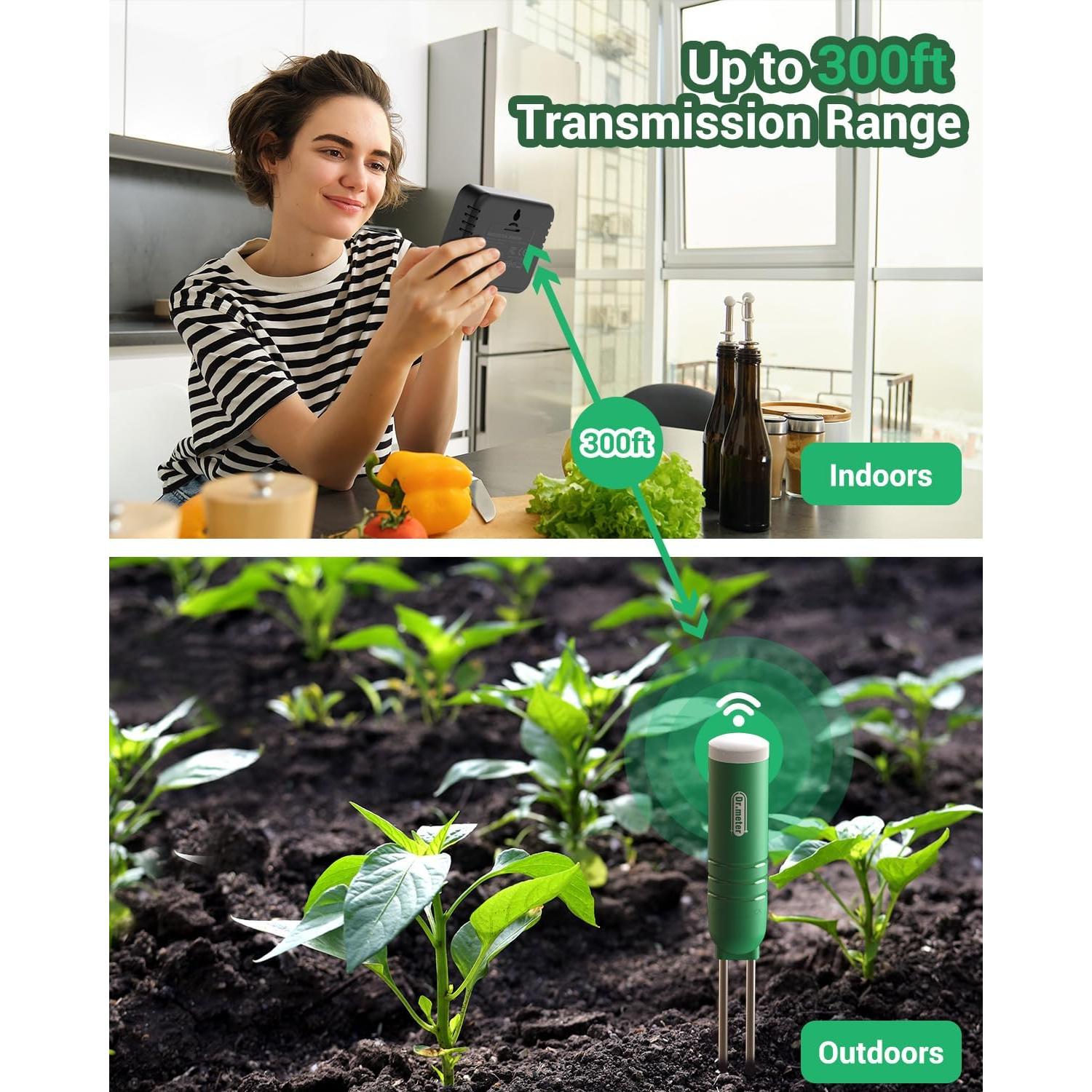 Medidor de Humedad del Suelo Dr.meter 4 en 1 LCD Verde