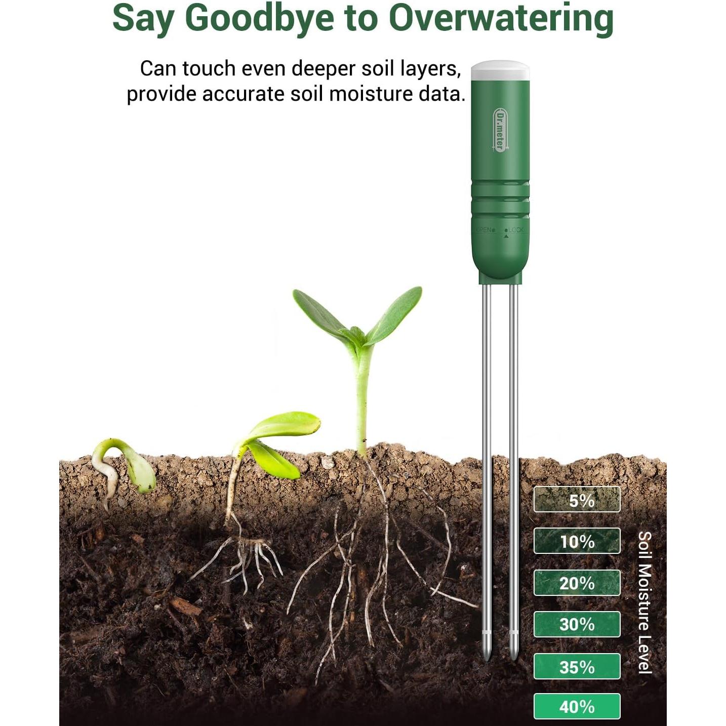 Medidor de Humedad del Suelo Dr.meter 4 en 1 LCD Verde