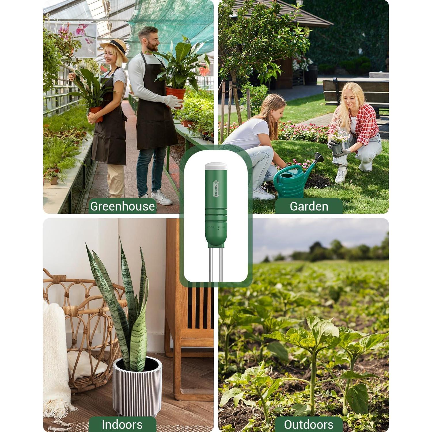 Medidor de Humedad del Suelo Dr.meter 4 en 1 LCD Verde