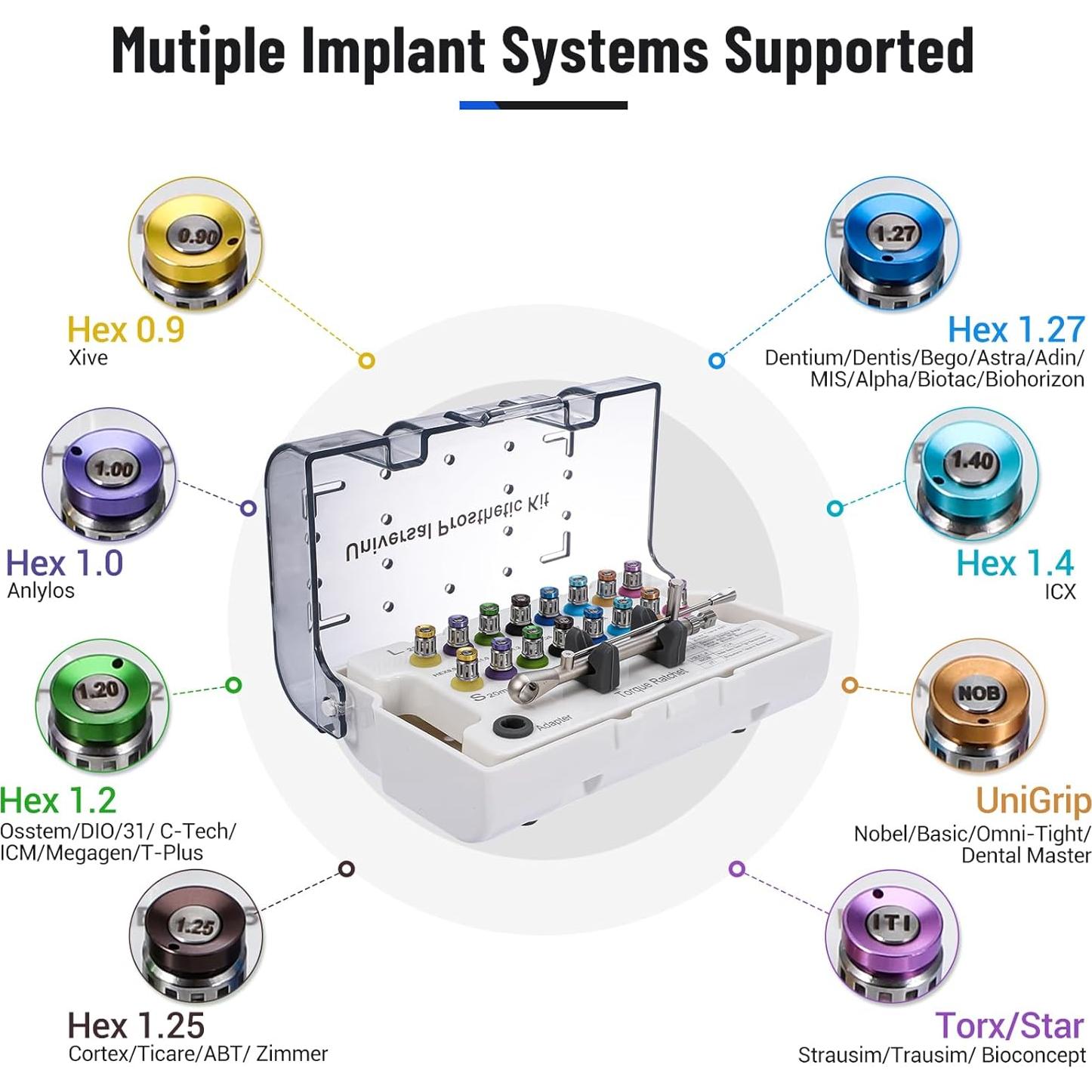 Juego de Llave de Torque 4E's para Implantes Dentales 16pcs