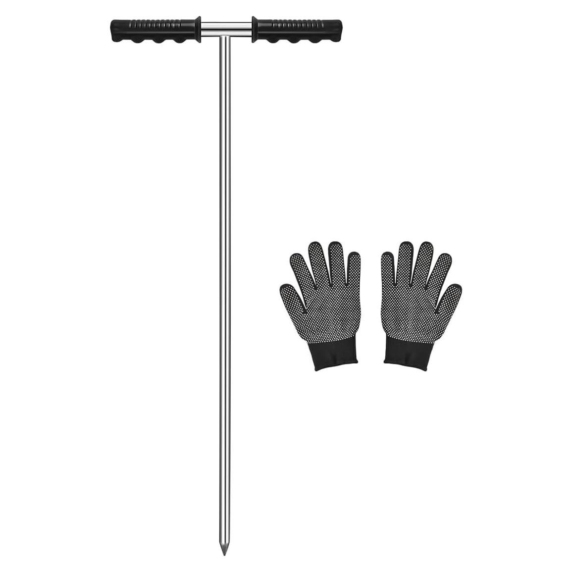 GADFISH Stainless Steel Soil Probe Rod,32-48 Inch Hight Adjustable Ground Rod Tool with T-Handle for Locating Septic Tanks,Underground Pipes,Water Lines,Graves and Gopher Runs