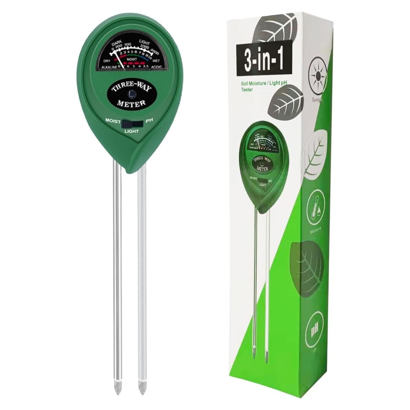 Medidor de pH y humedad del suelo Hathdia 3 en 1