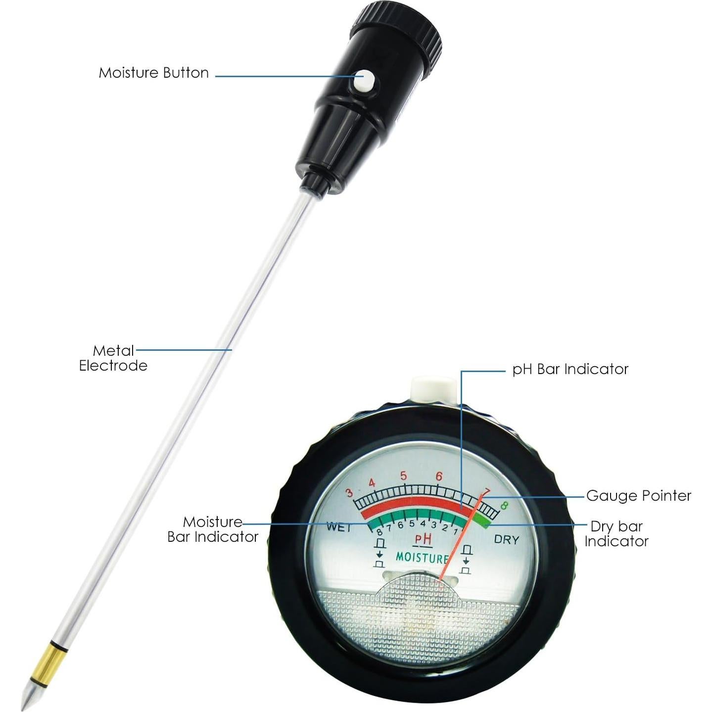 Medidor Digital de pH y Humedad del Suelo TEKCOPLUS 2 en 1