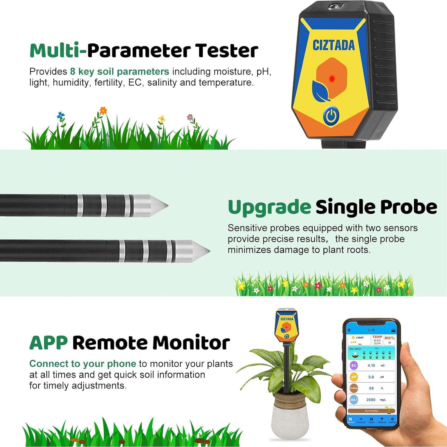 Medidor de Humedad del Suelo 8 en 1 con App Jinan