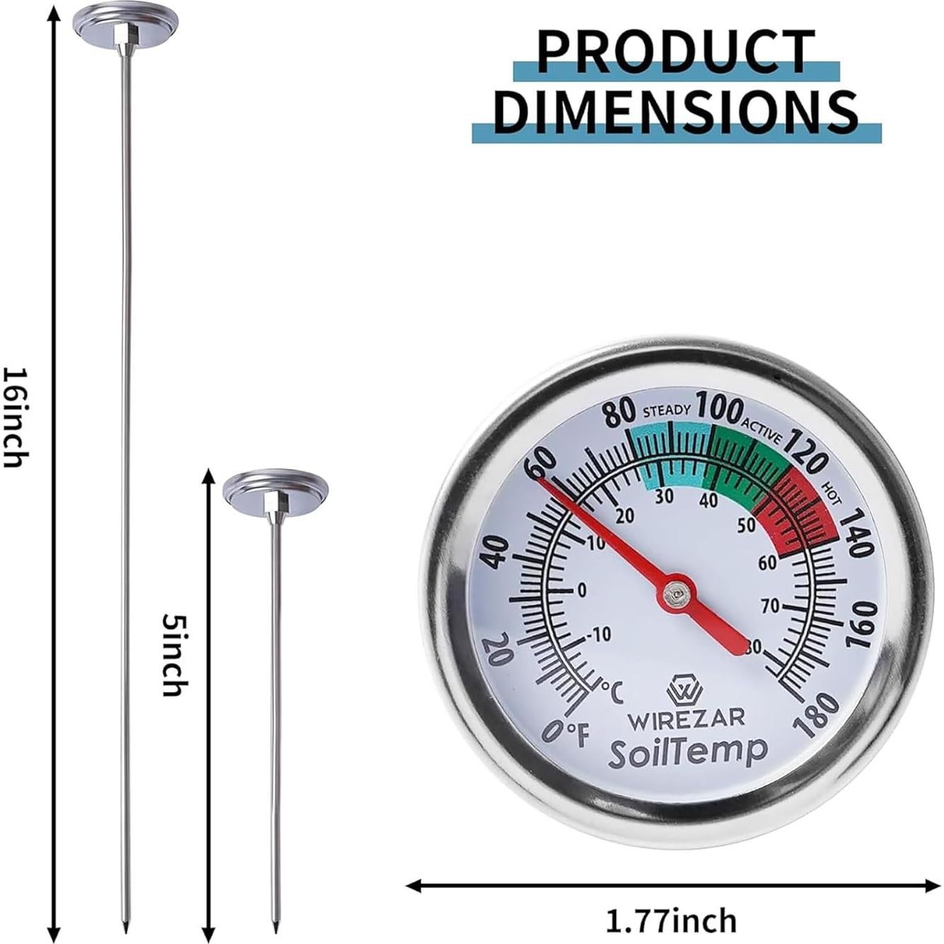 Termómetros de Compost Yogyro Acero Inoxidable 5" Paquete 2