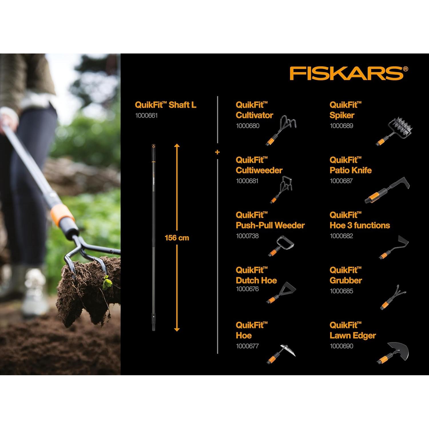Azada Holandesa Fiskars QuikFit 12.5 cm Acero Boro Negro/Naranja
