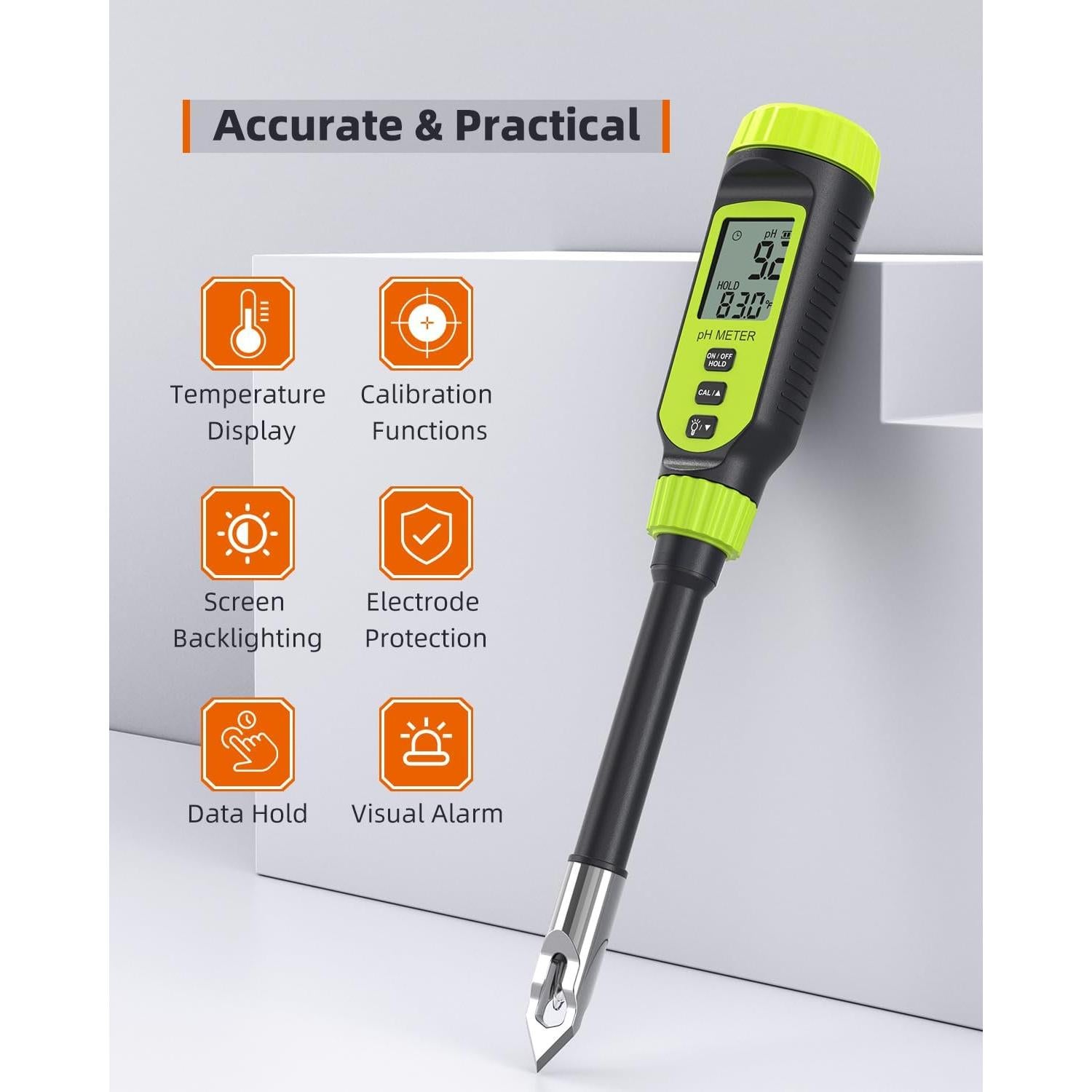 Medidor de pH digital Tadeto con sonda y LCD para suelo