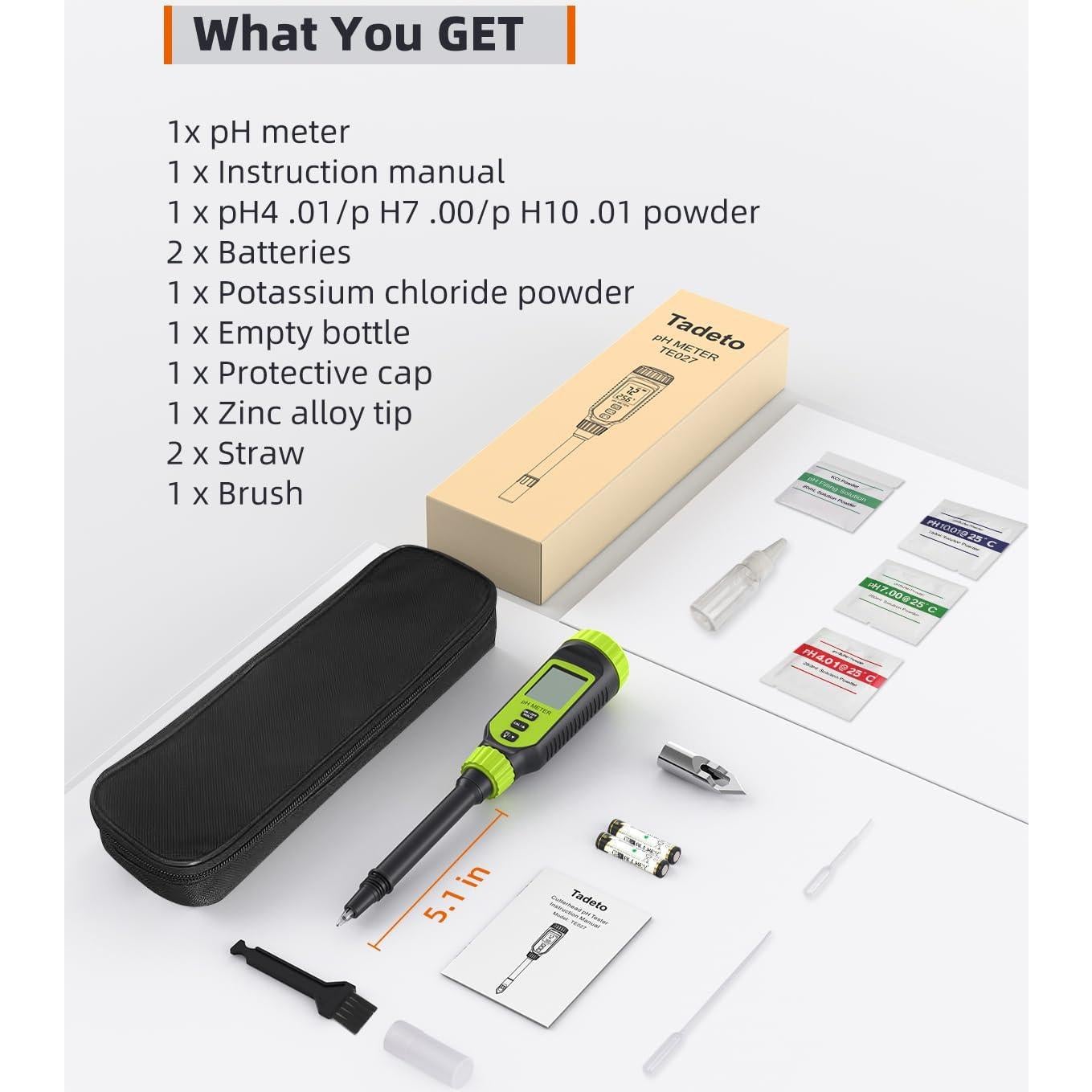 Medidor de pH digital Tadeto con sonda y LCD para suelo