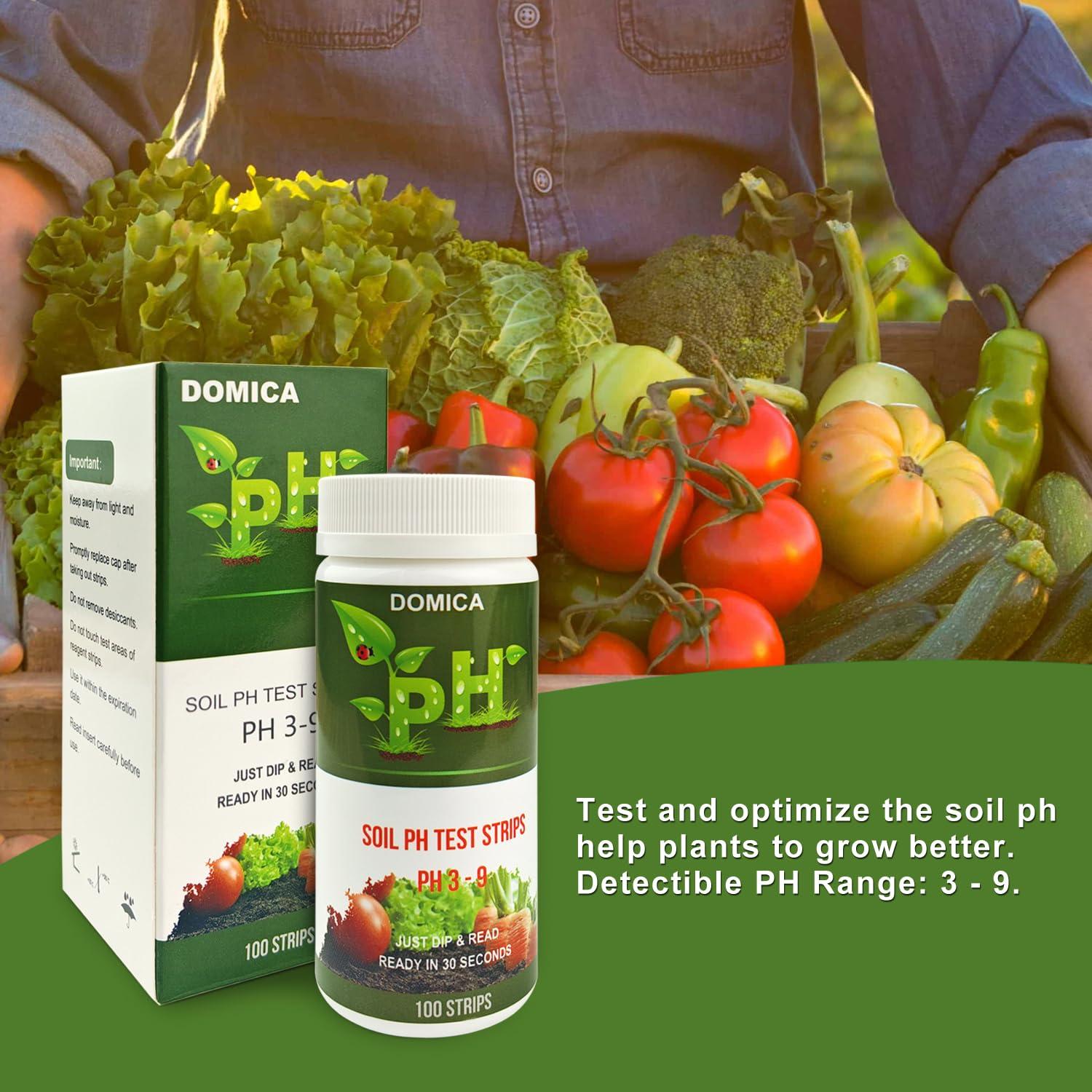 Kit de Prueba de pH del Suelo DOMICA 100 Tiras 3-9