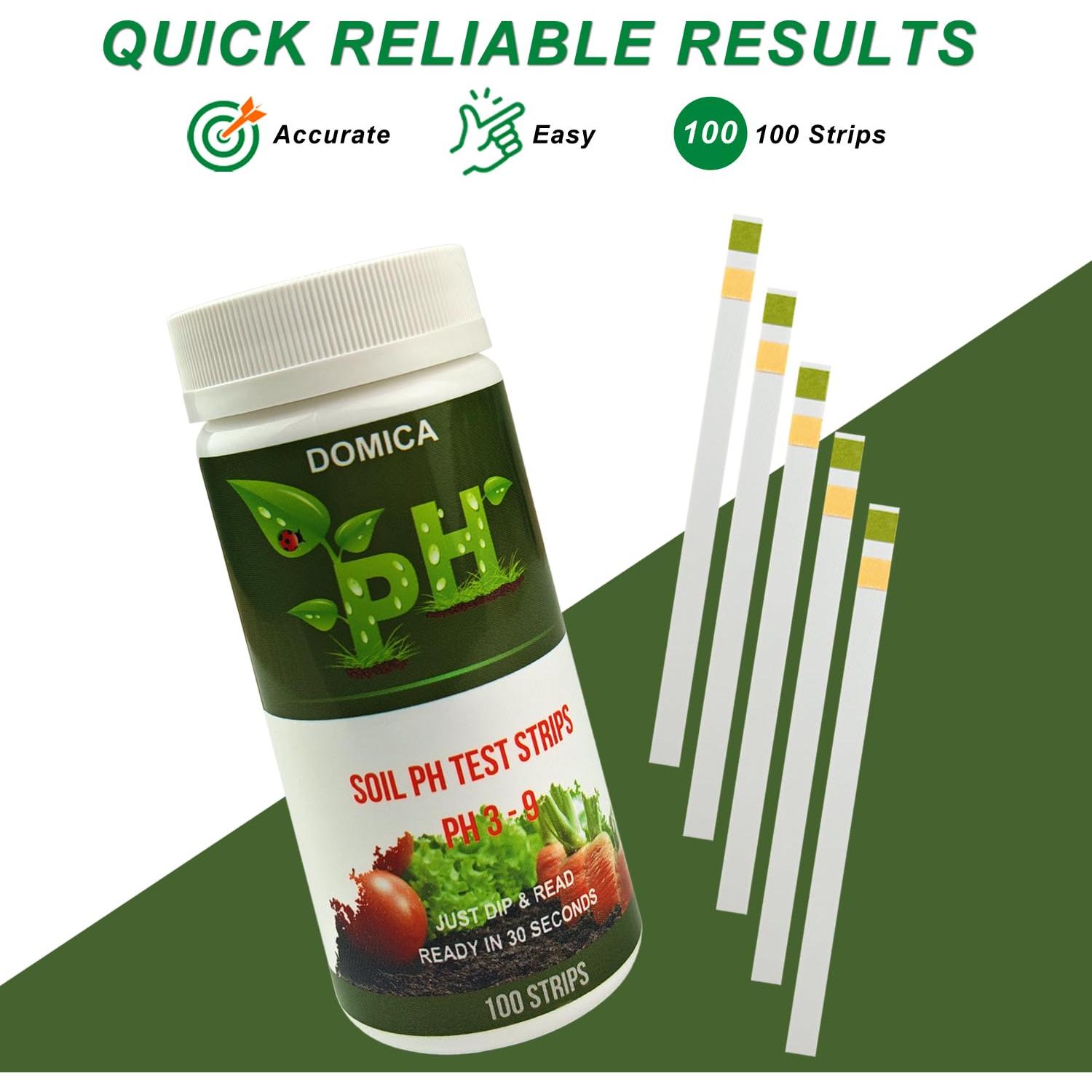 Kit de Prueba de pH del Suelo DOMICA 100 Tiras 3-9