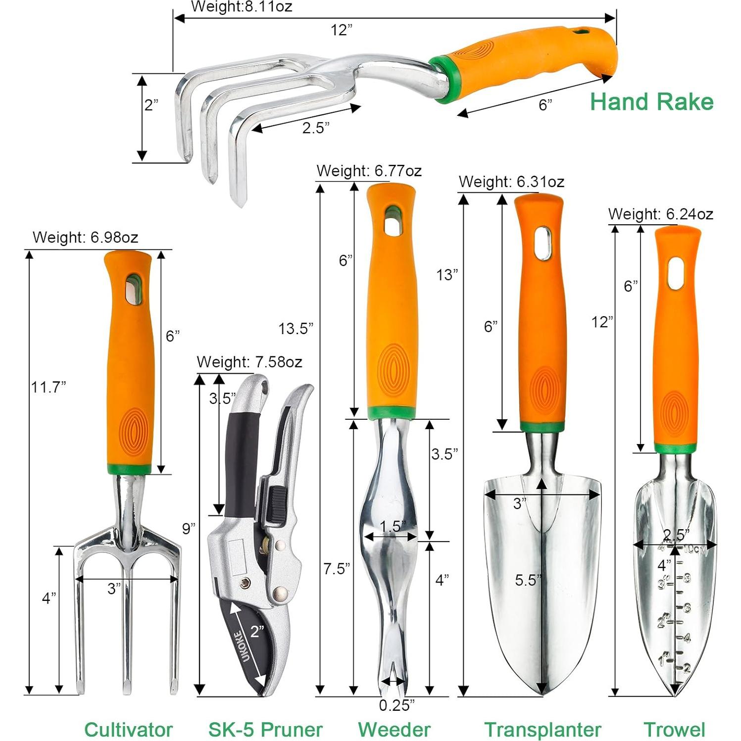 Juego de Herramientas de Jardín UKOKE 12 Piezas Aluminio