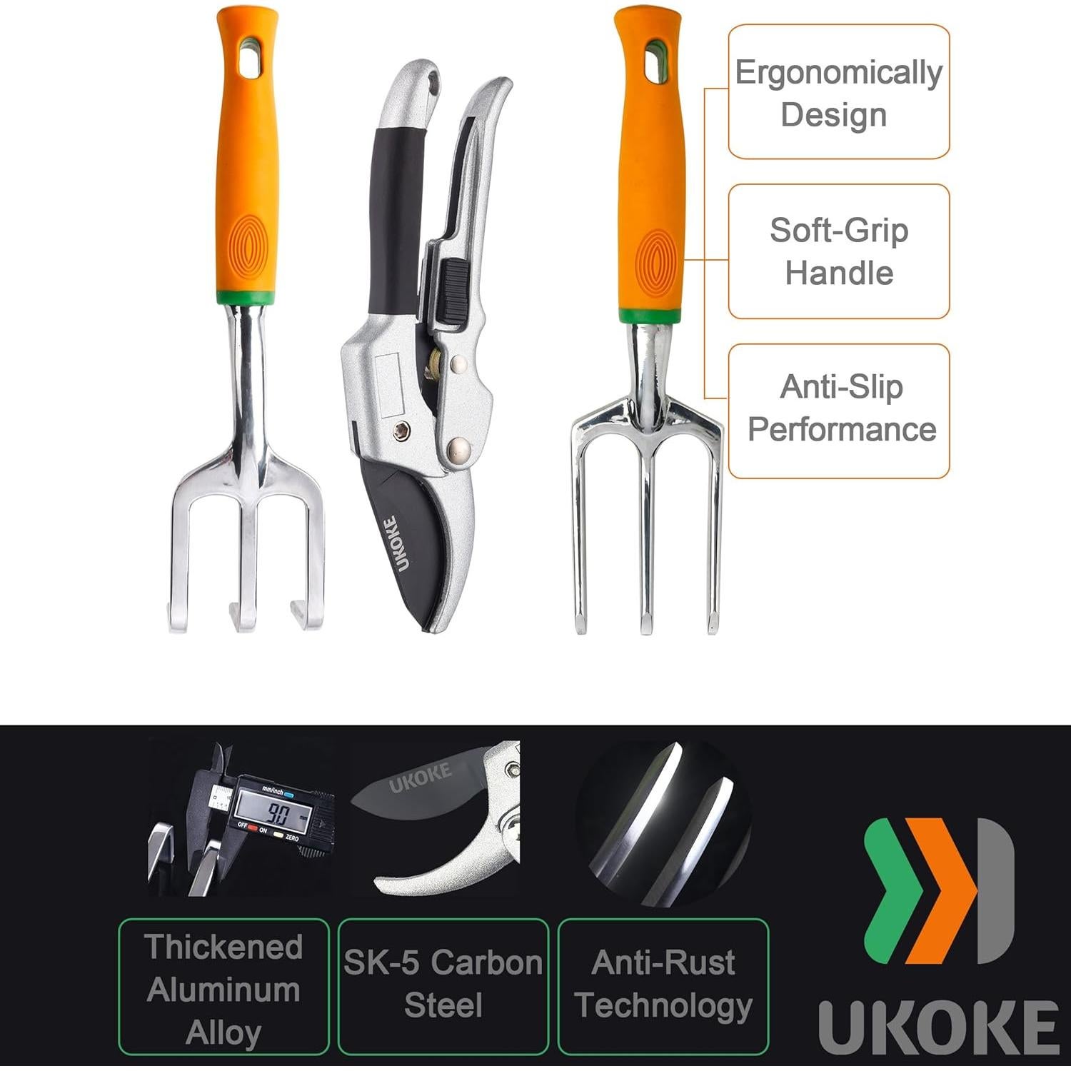 Juego de Herramientas de Jardín UKOKE 12 Piezas Aluminio