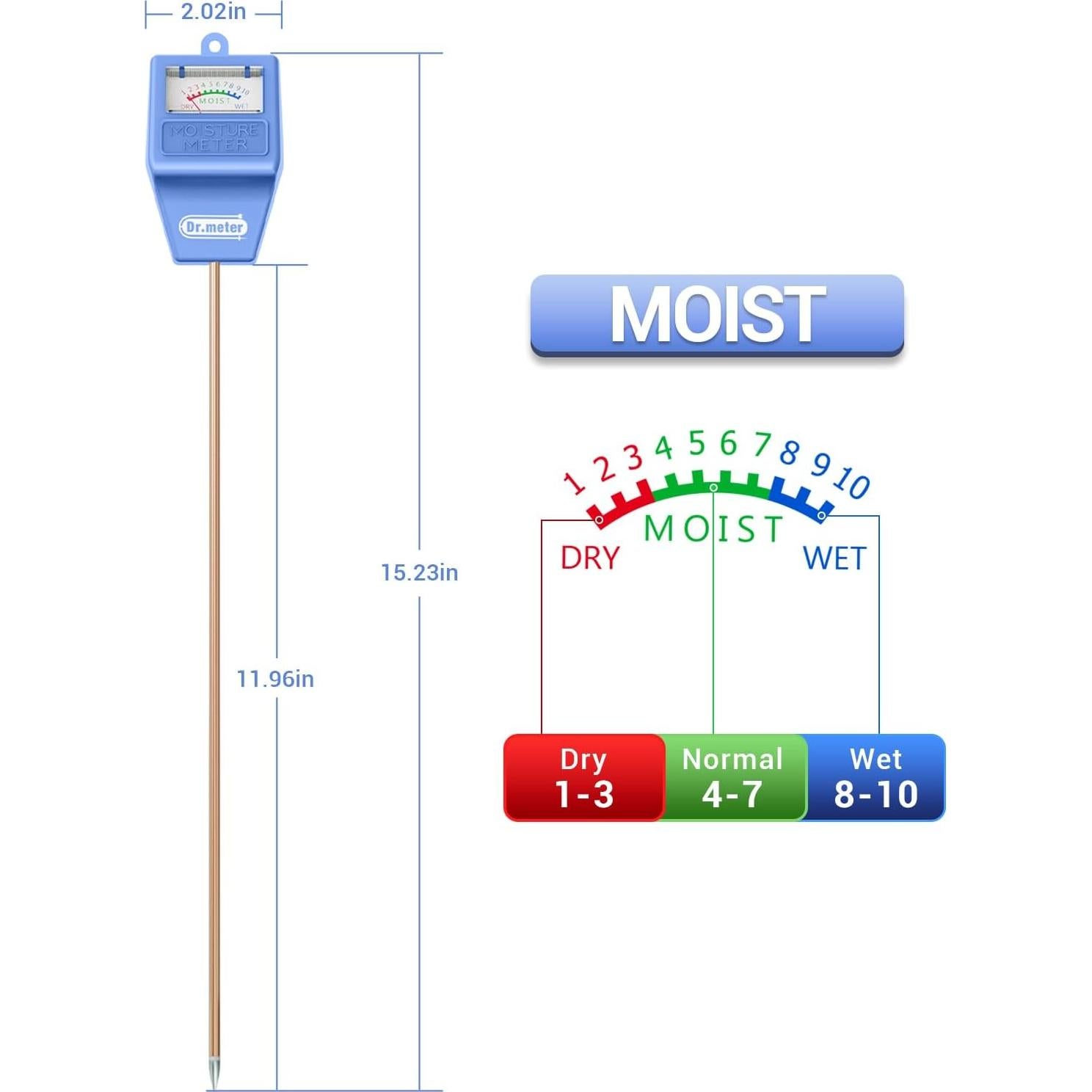 Medidor de Humedad del Suelo Dr.meter S10Plus Azul