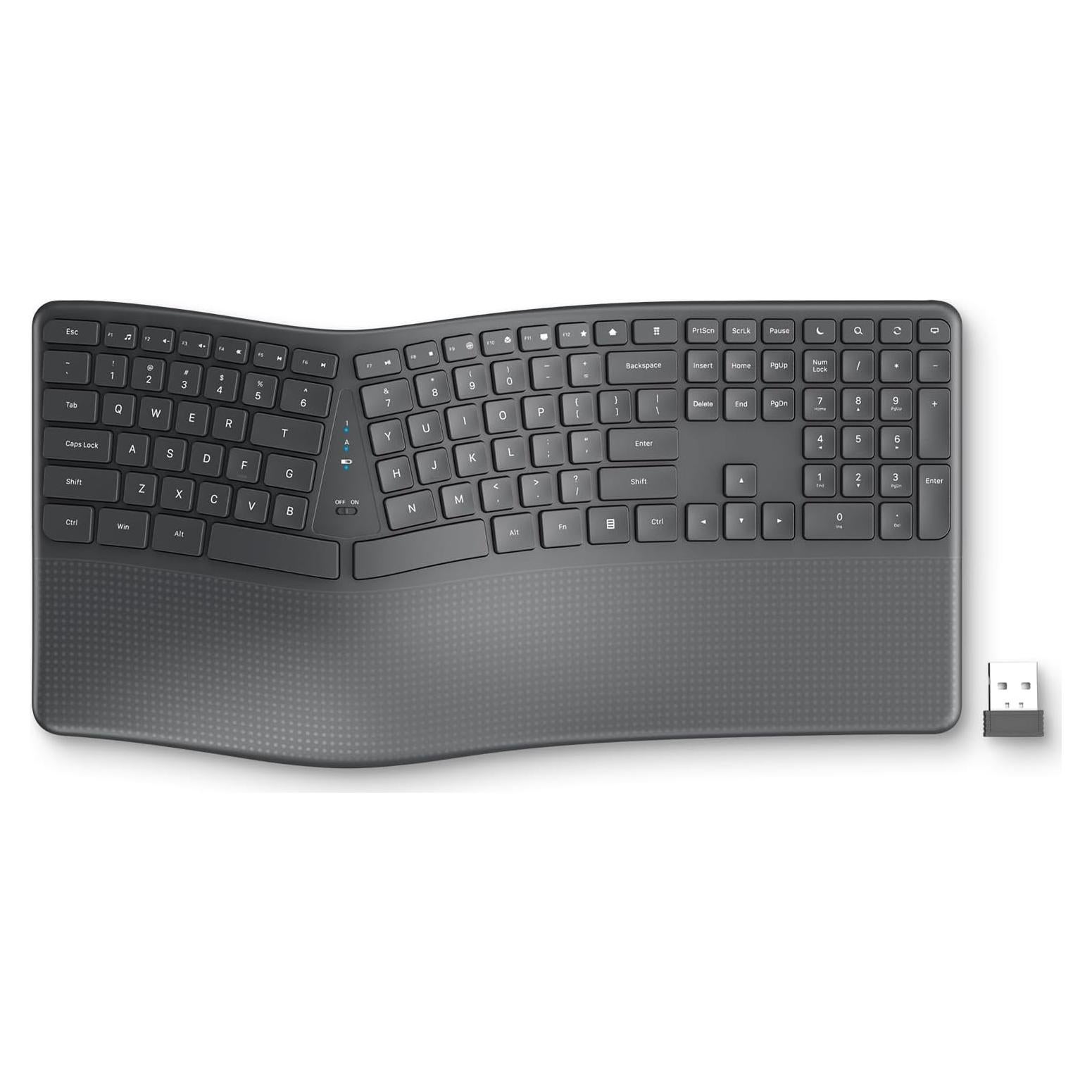 Teclado Inalámbrico Ergonómico Soueto WK715-S-BK con Reposamuñecas