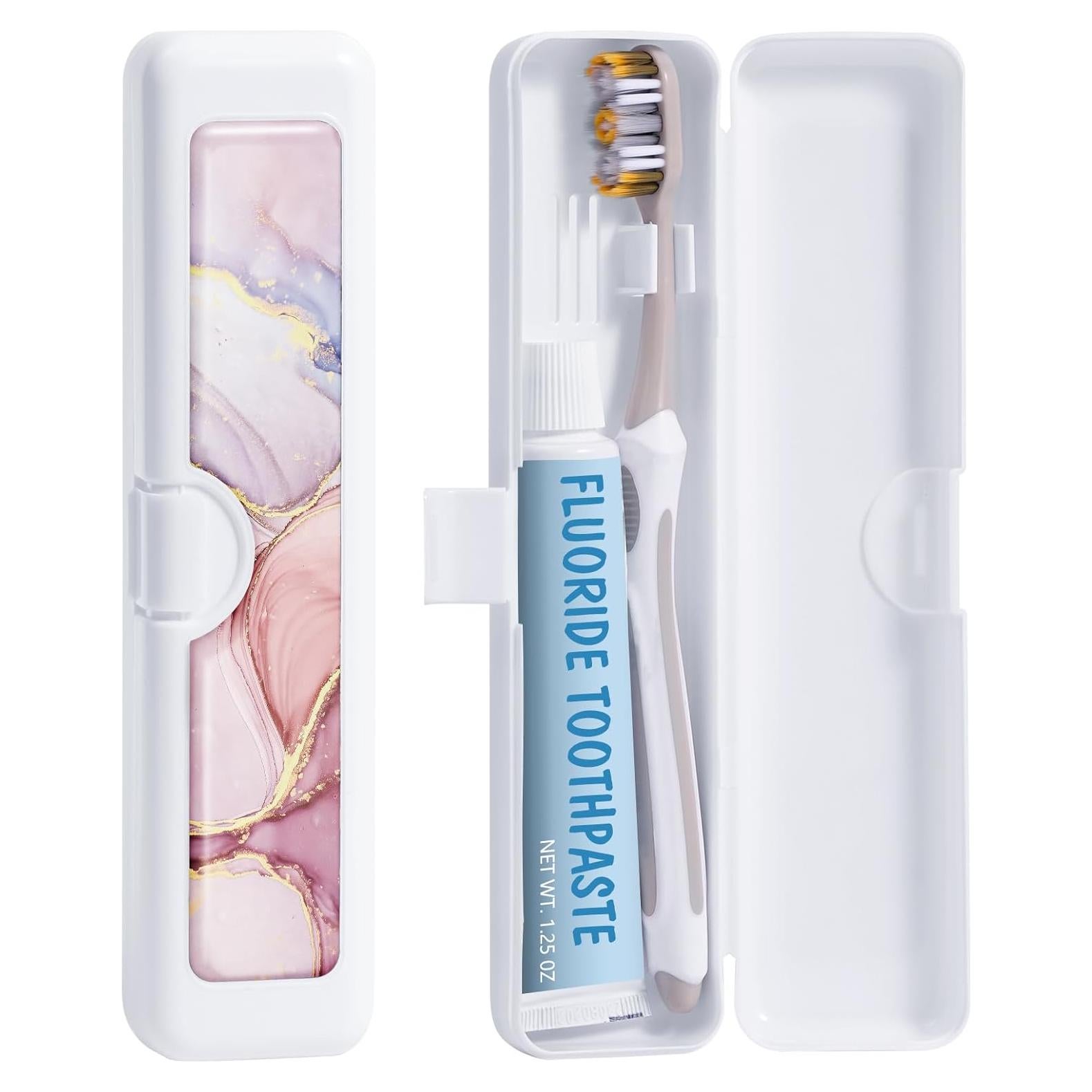Estuche de Viaje para Cepillos de Dientes Gerkia Mármol Rosa