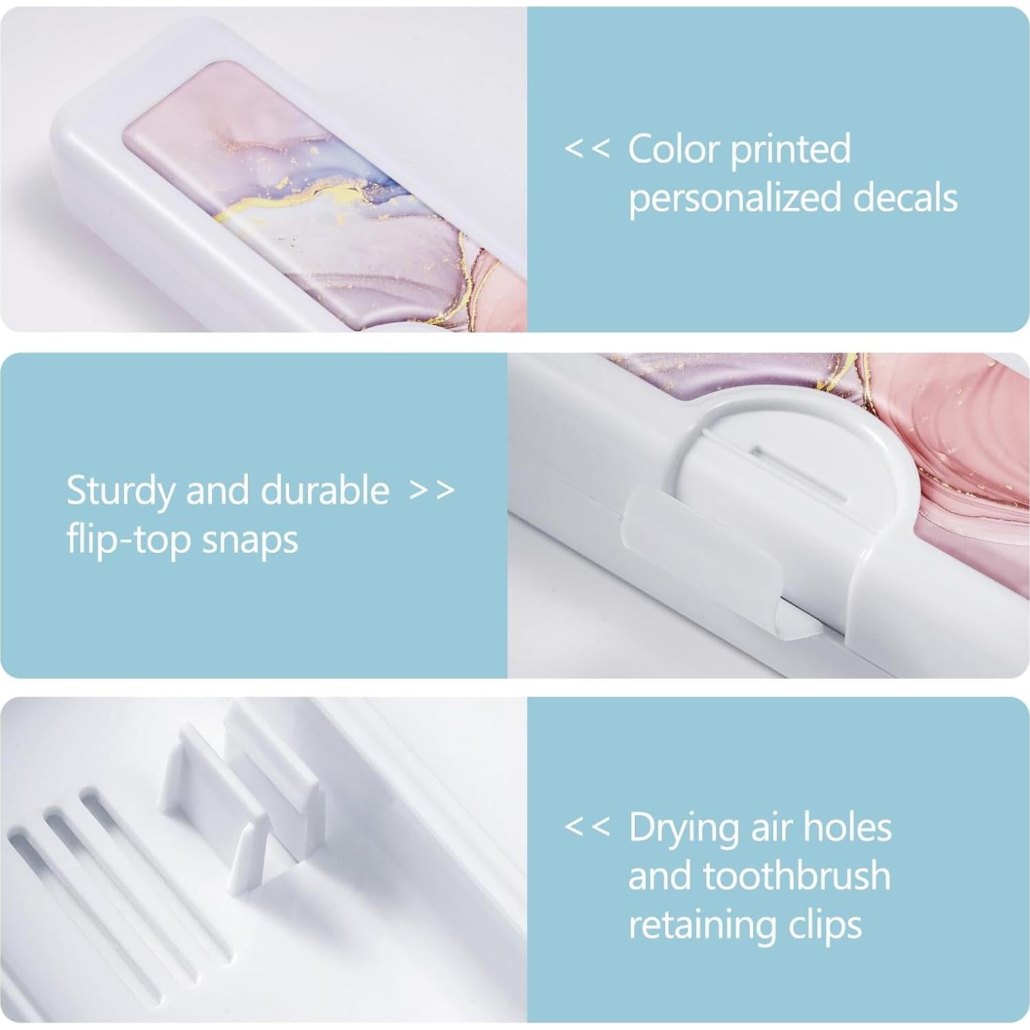 Estuche de Viaje para Cepillos de Dientes Gerkia Mármol Rosa