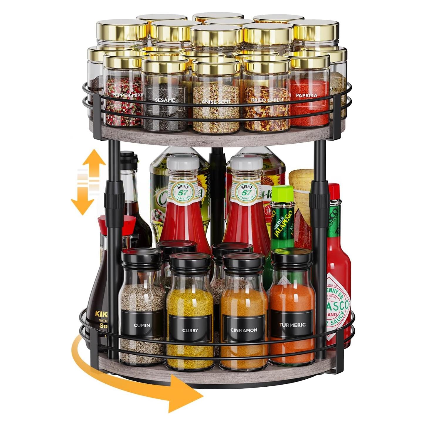 Organizador de Especias Giratorio 2 Niveles Across-Star Gris