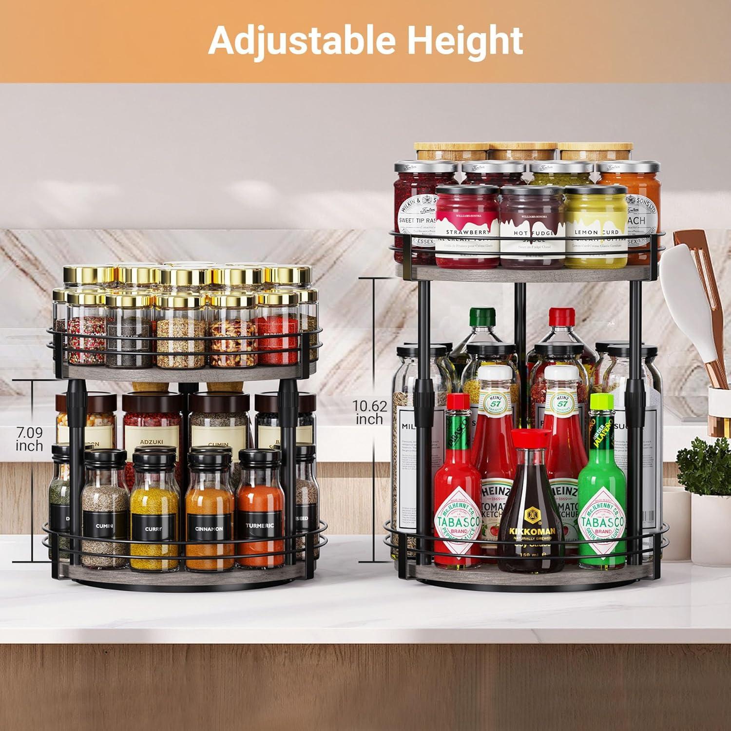 Organizador de Especias Giratorio 2 Niveles Across-Star Gris