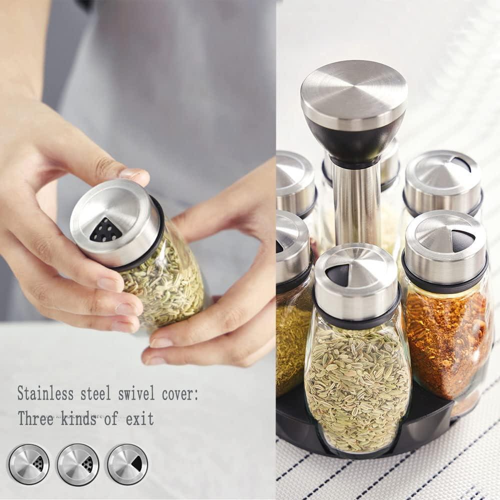 Organizador de Especias Giratorio AGGICE con 6 Tarros de Vidrio