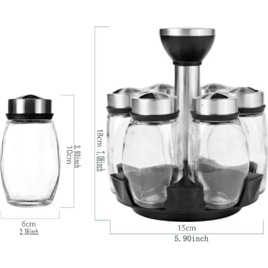 Organizador de Especias Giratorio AGGICE con 6 Tarros de Vidrio