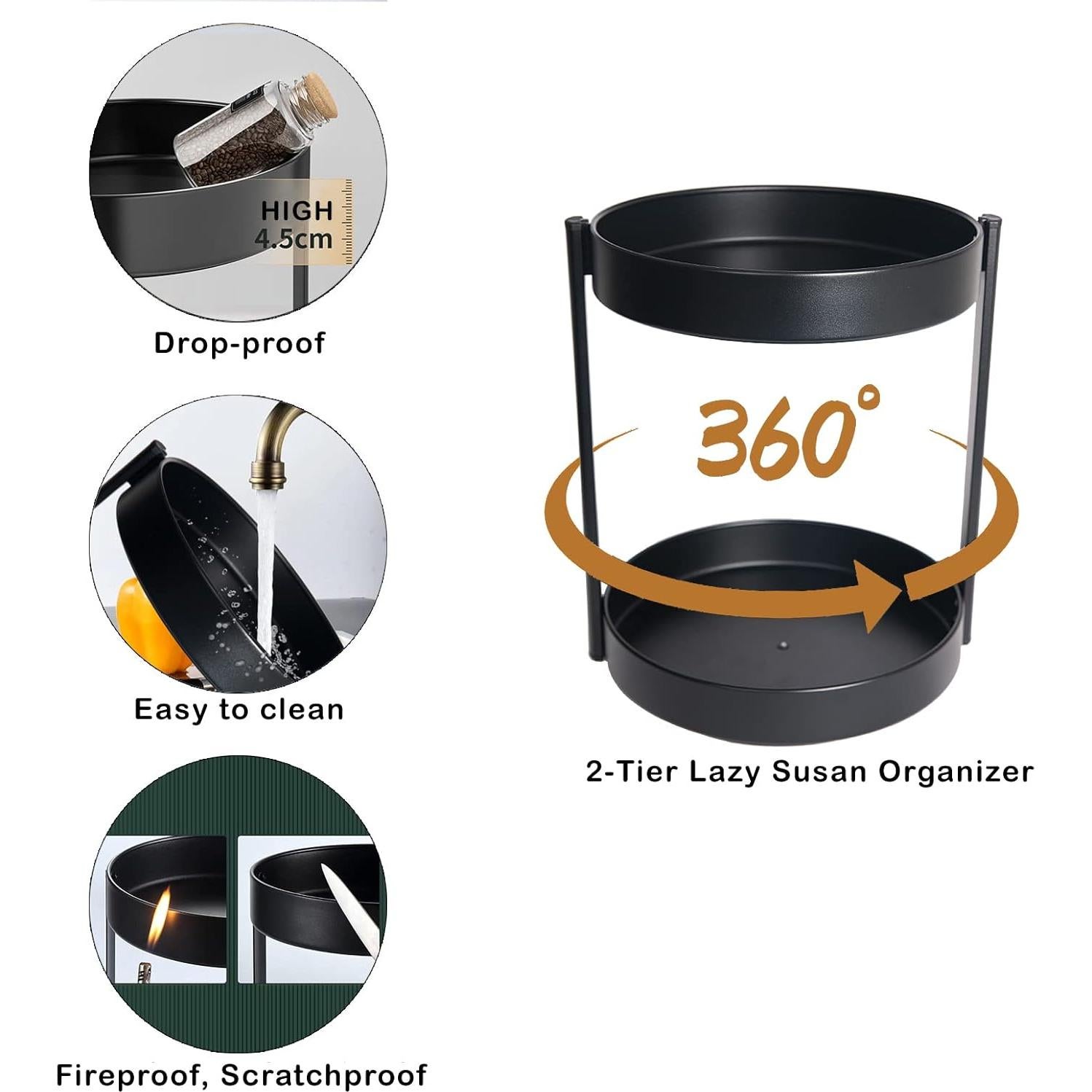 Organizador Giratorio XNTONG 2 Niveles Acero Inoxidable 25,4 cm