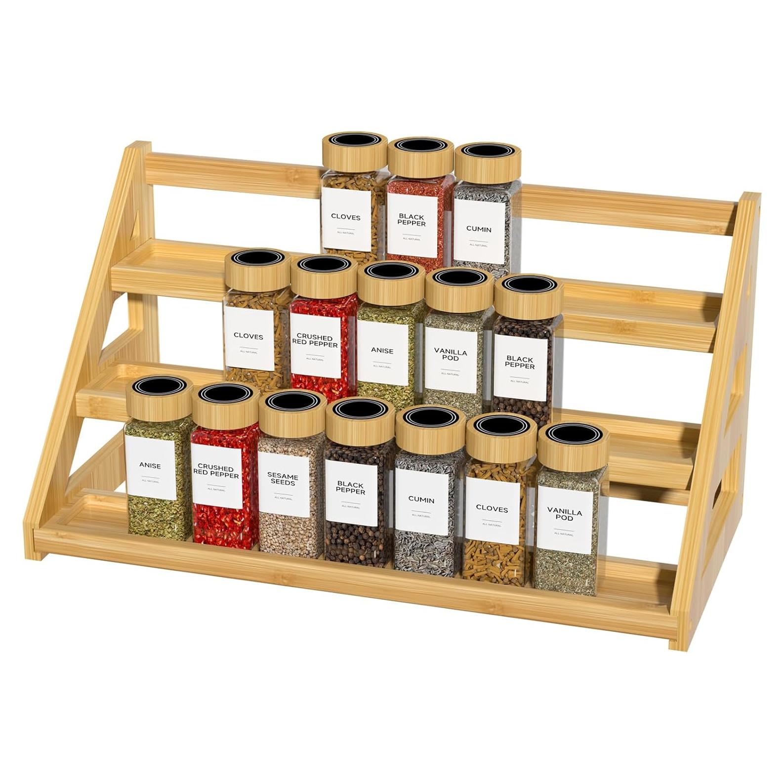 Estante de especias de bambú 3 niveles MNADSFKJ 44,45 cm