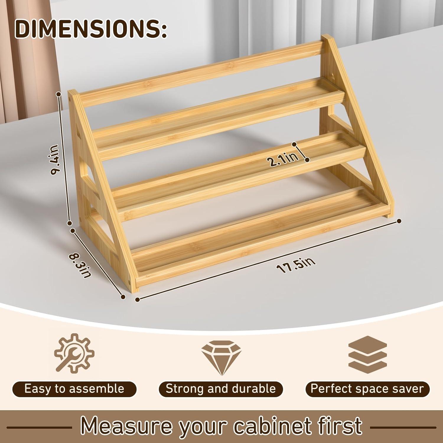 Estante de especias de bambú 3 niveles MNADSFKJ 44,45 cm