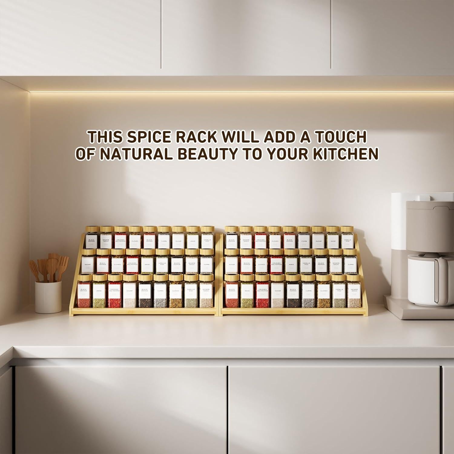 Estante de especias de bambú 3 niveles MNADSFKJ 44,45 cm