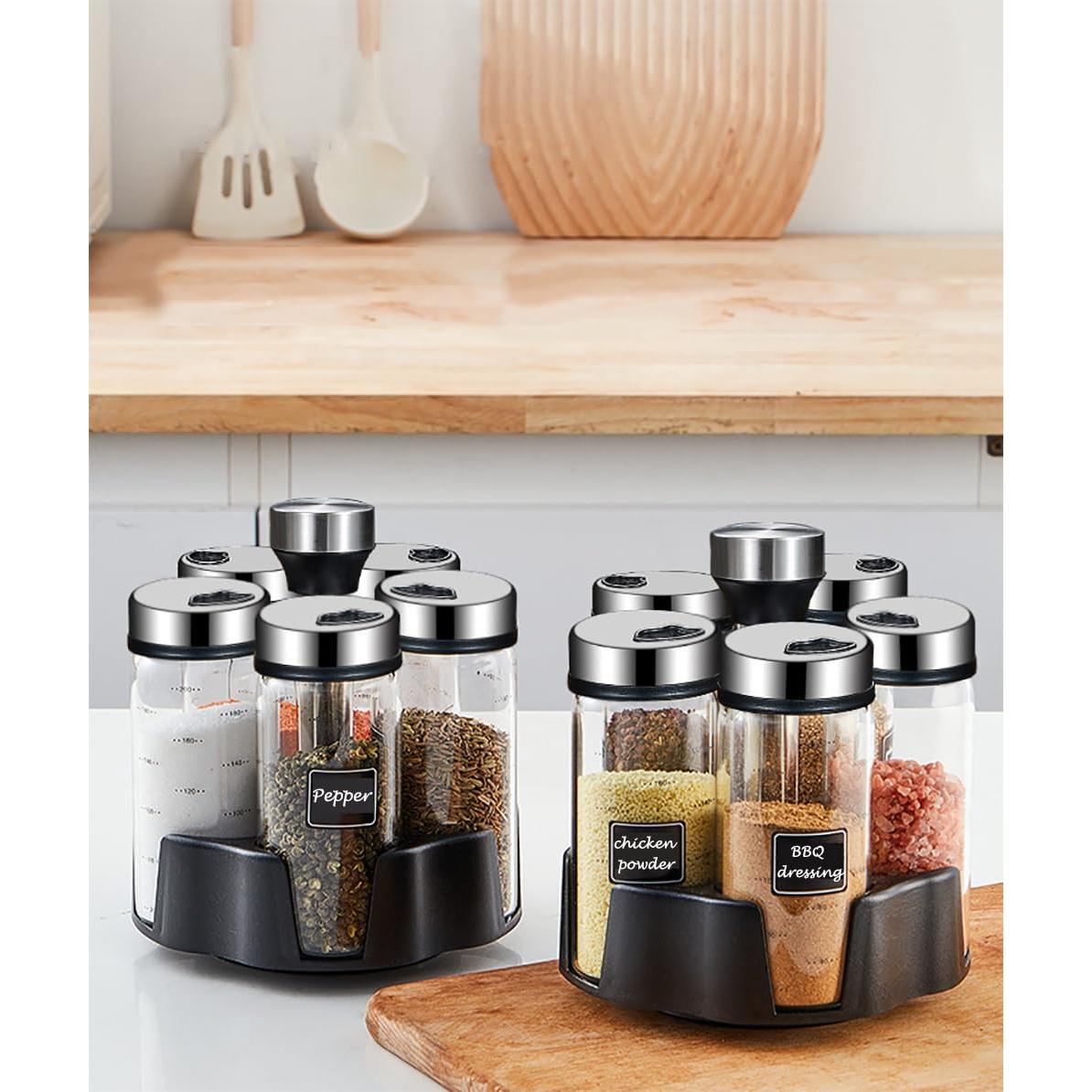 Organizador de Especias Giratorio TINMIX con 5 Tarros de Vidrio