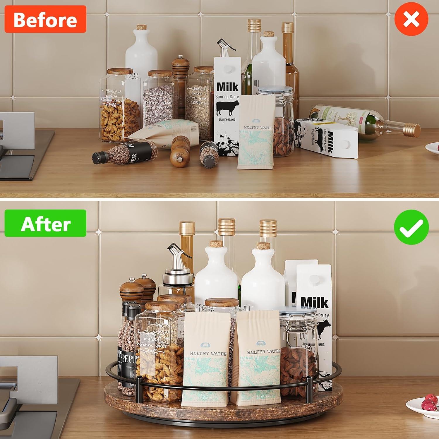 Organizador Lazy Susan KOKSTOP 22,86 cm Negro Madera Metal