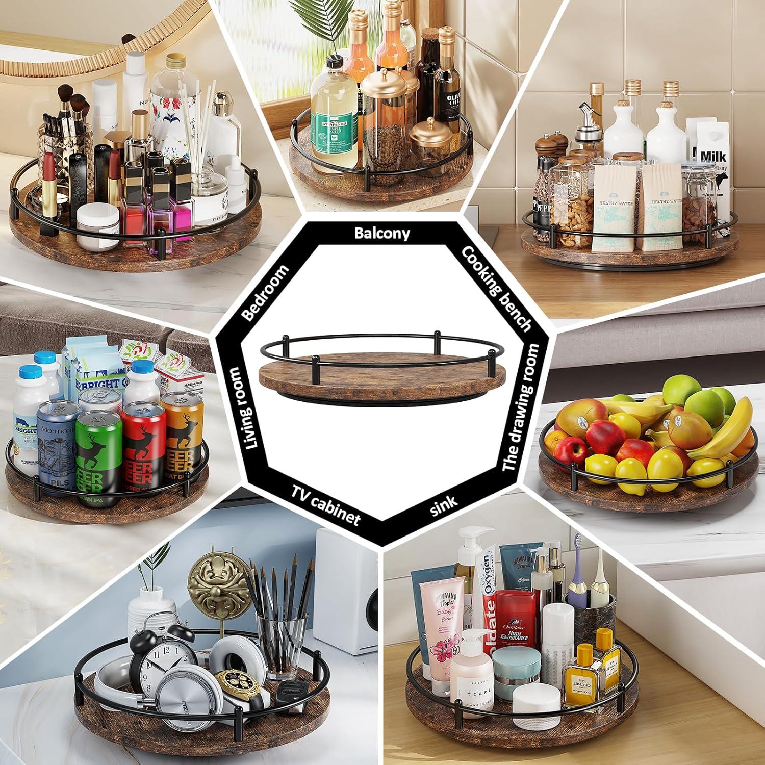 Organizador Lazy Susan KOKSTOP 22,86 cm Negro Madera Metal