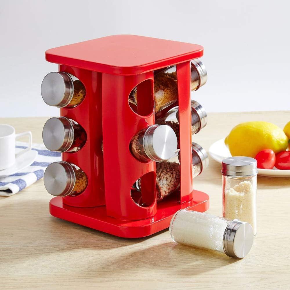 Organizador de Especias Giratorio TINMIX 12 Tarros Vidrio Rojo