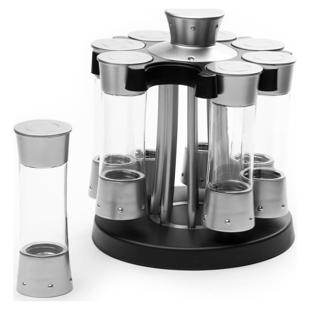 Estante de Especias KitchenArt Elite, 8 Tarros, Plateado