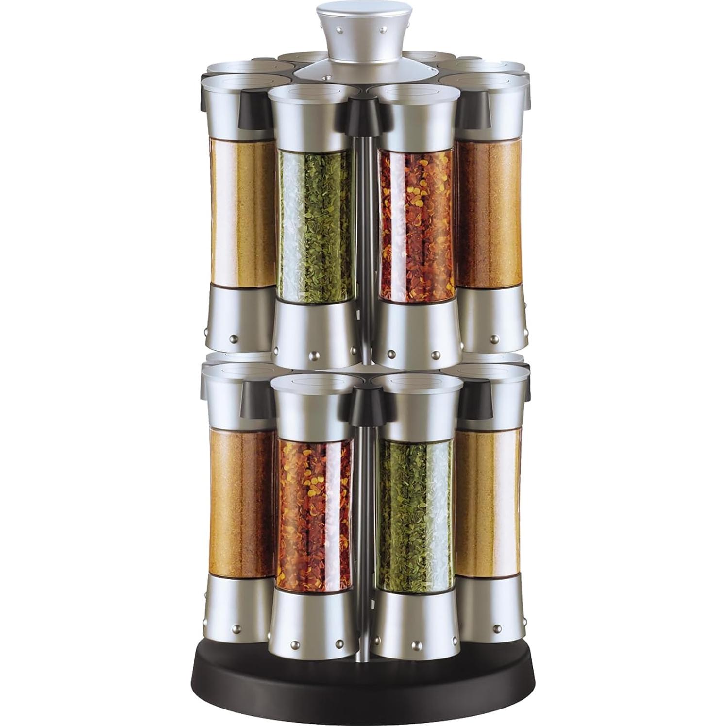 Estante de Especias KitchenArt Elite, 8 Tarros, Plateado