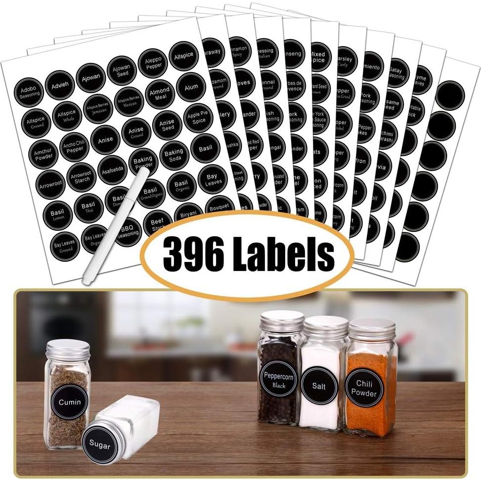 Organizador de especias SWOMMOLY 36 frascos y 396 etiquetas