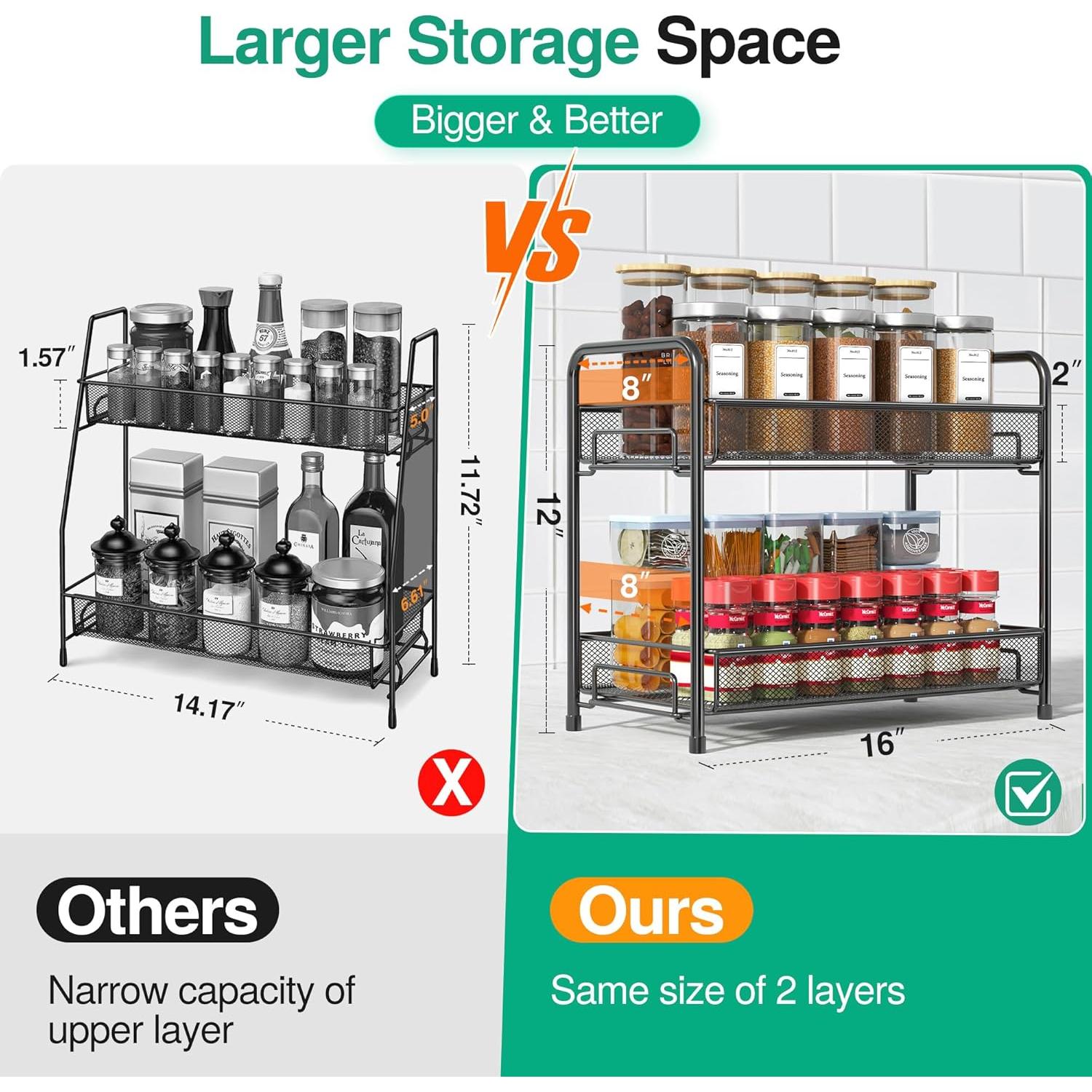 Organizador de Especias Xpatee 2 Niveles Antideslizante Negro