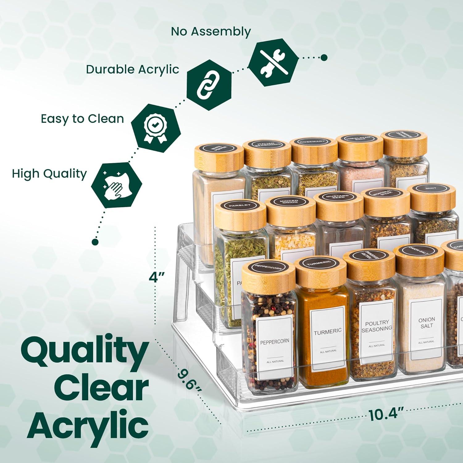 Estante de Especias Oizeir Acrílico 3 Niveles 26.4x10.2 cm