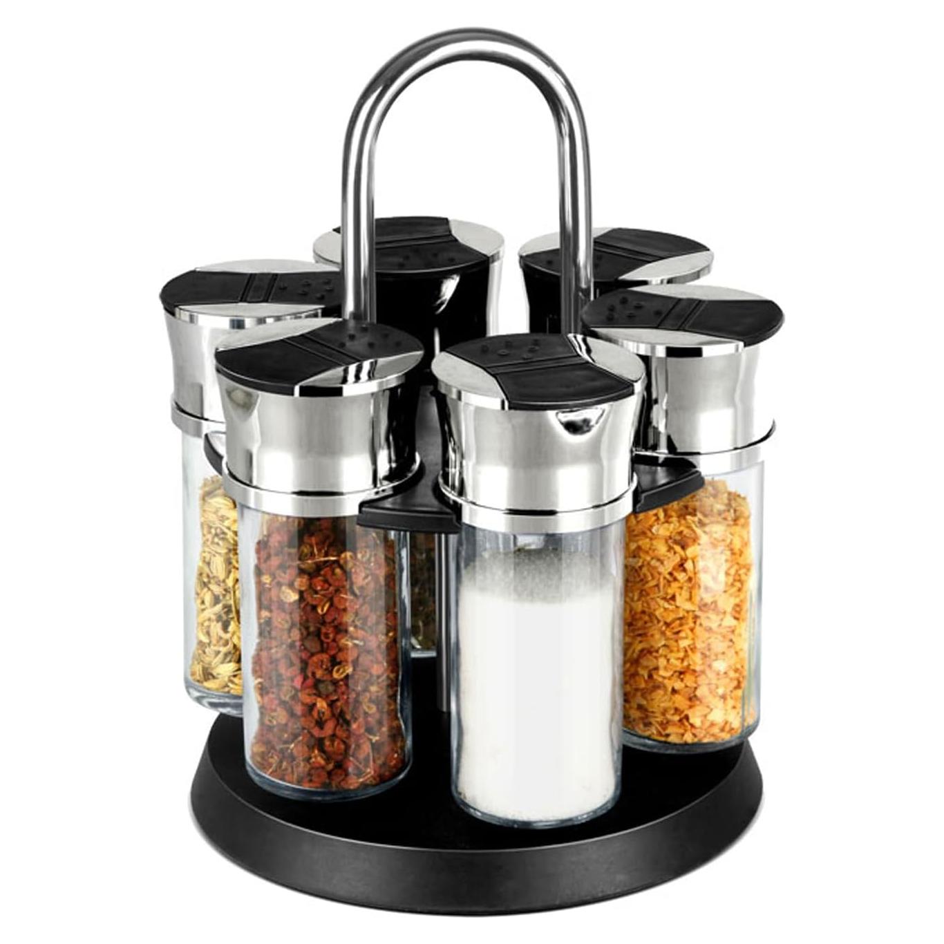 Estante de Especias Giratorio Home Basics 6 Piezas Vidrio