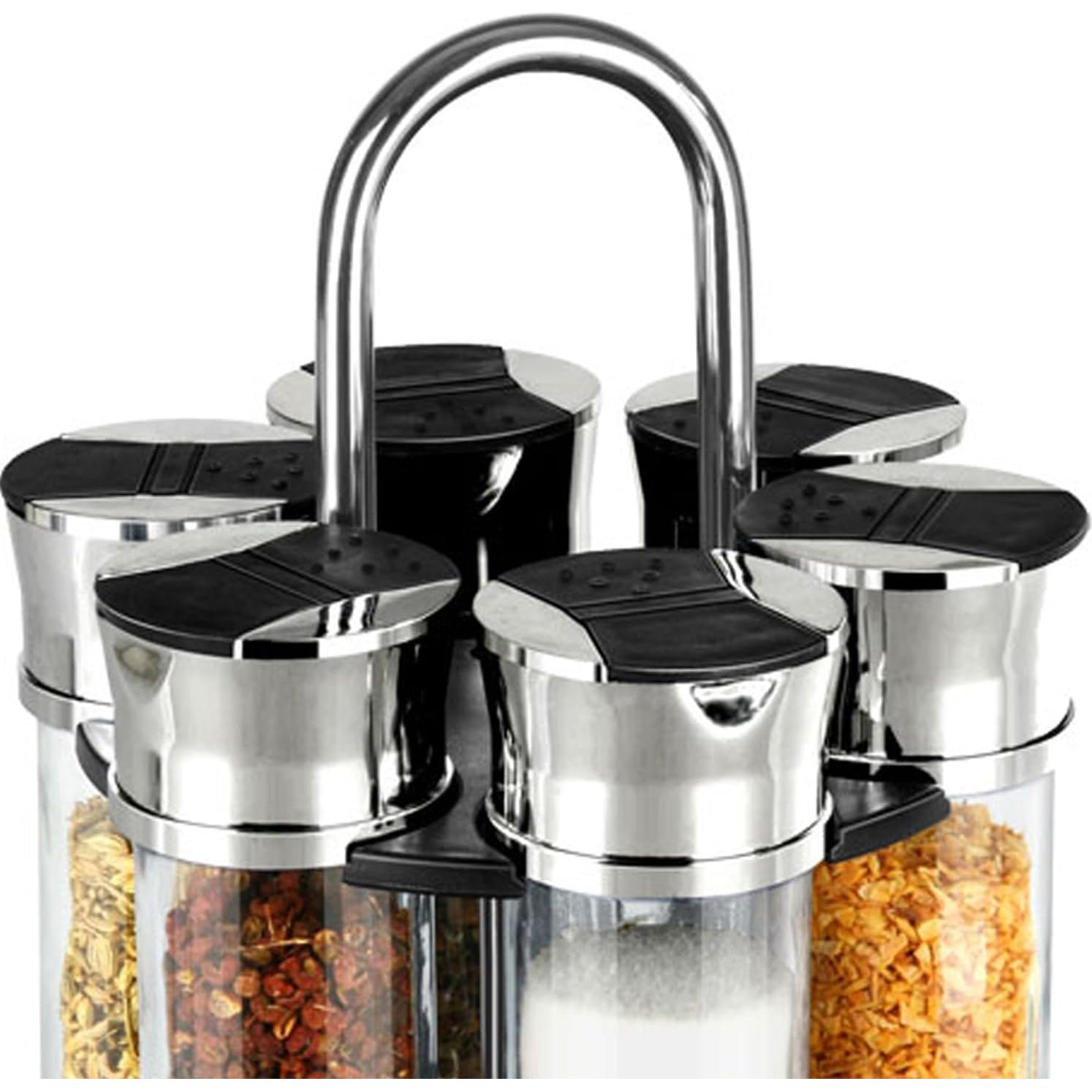 Estante de Especias Giratorio Home Basics 6 Piezas Vidrio