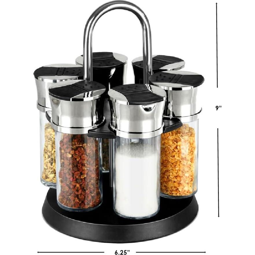 Estante de Especias Giratorio Home Basics 6 Piezas Vidrio