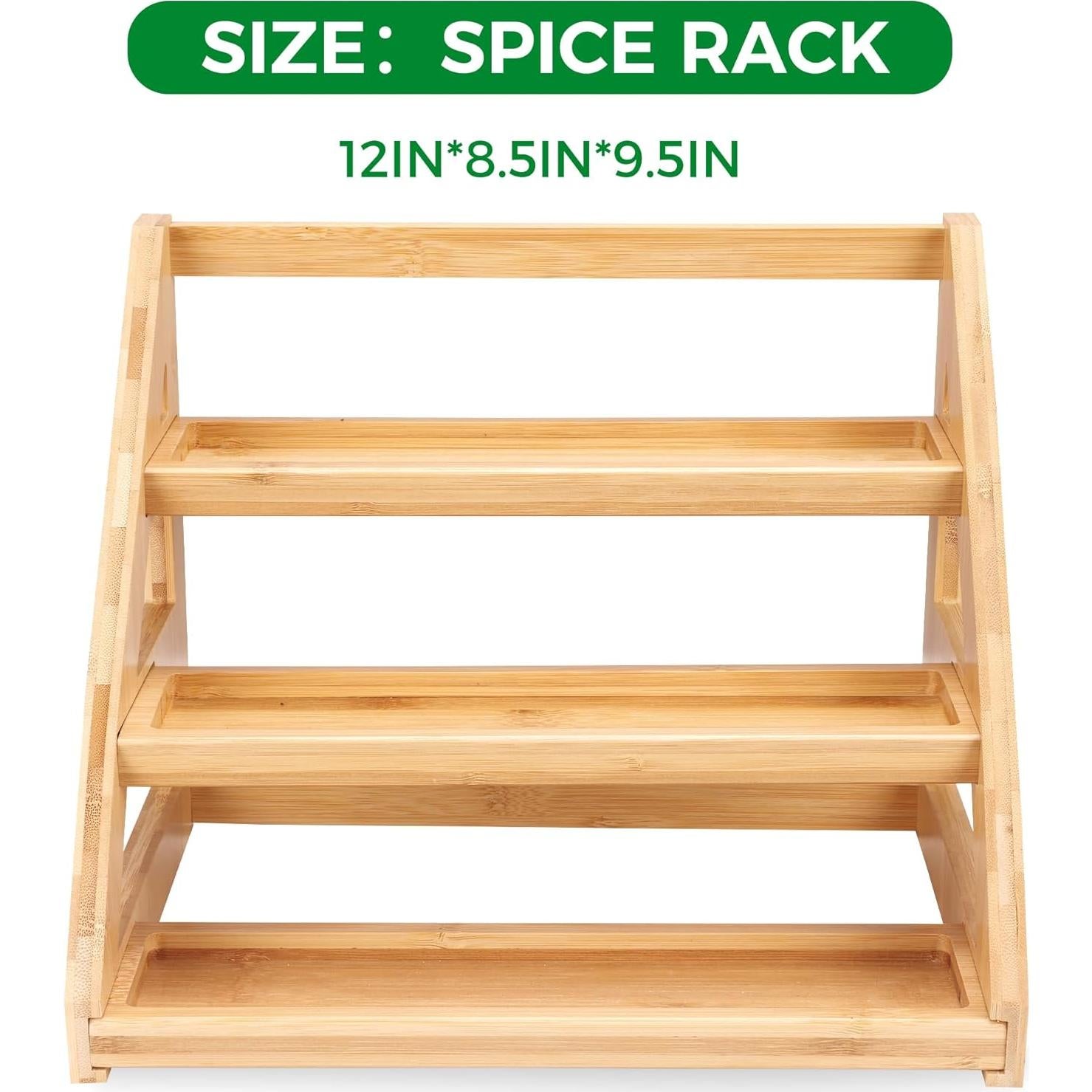 Organizador de especias de bambú MNADSFKJ 3 niveles 30,48x21,59cm