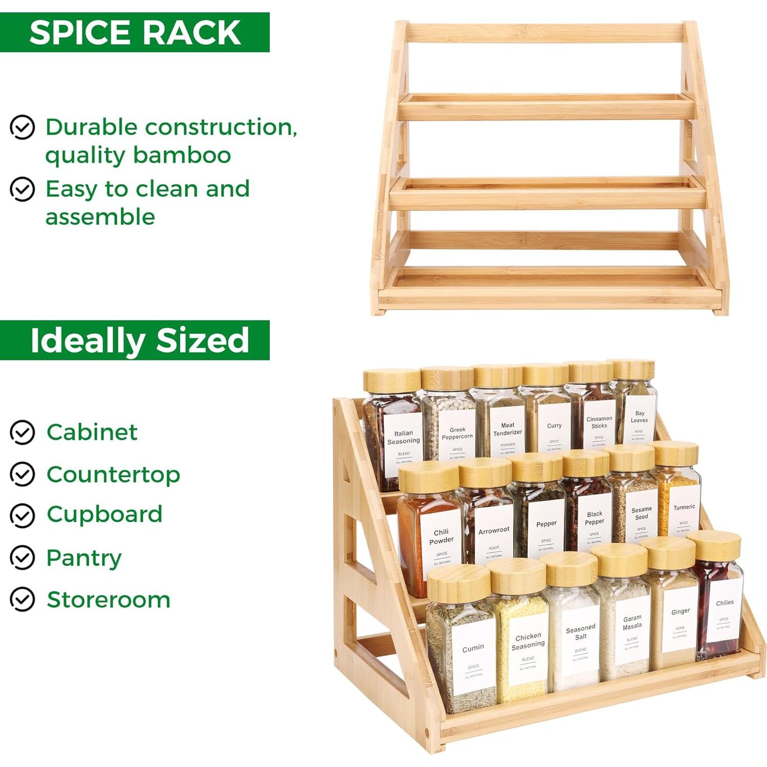 Organizador de especias de bambú MNADSFKJ 3 niveles 30,48x21,59cm