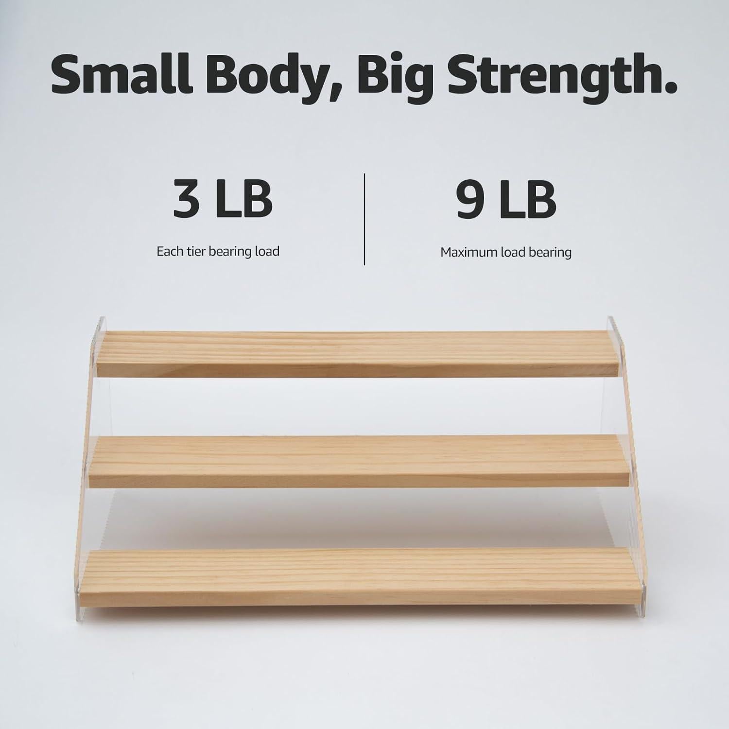 Estante de especias Nianfeng 3 niveles 30,48 cm madera acrílico