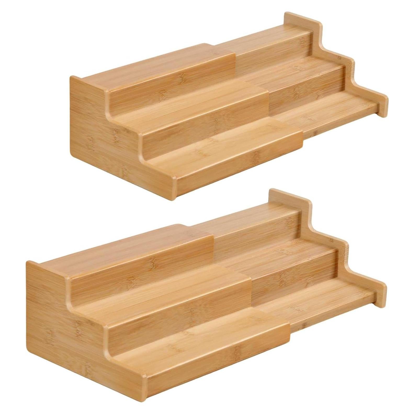 Organizador de especias JinDoWin 3 niveles bambú 2 paquetes