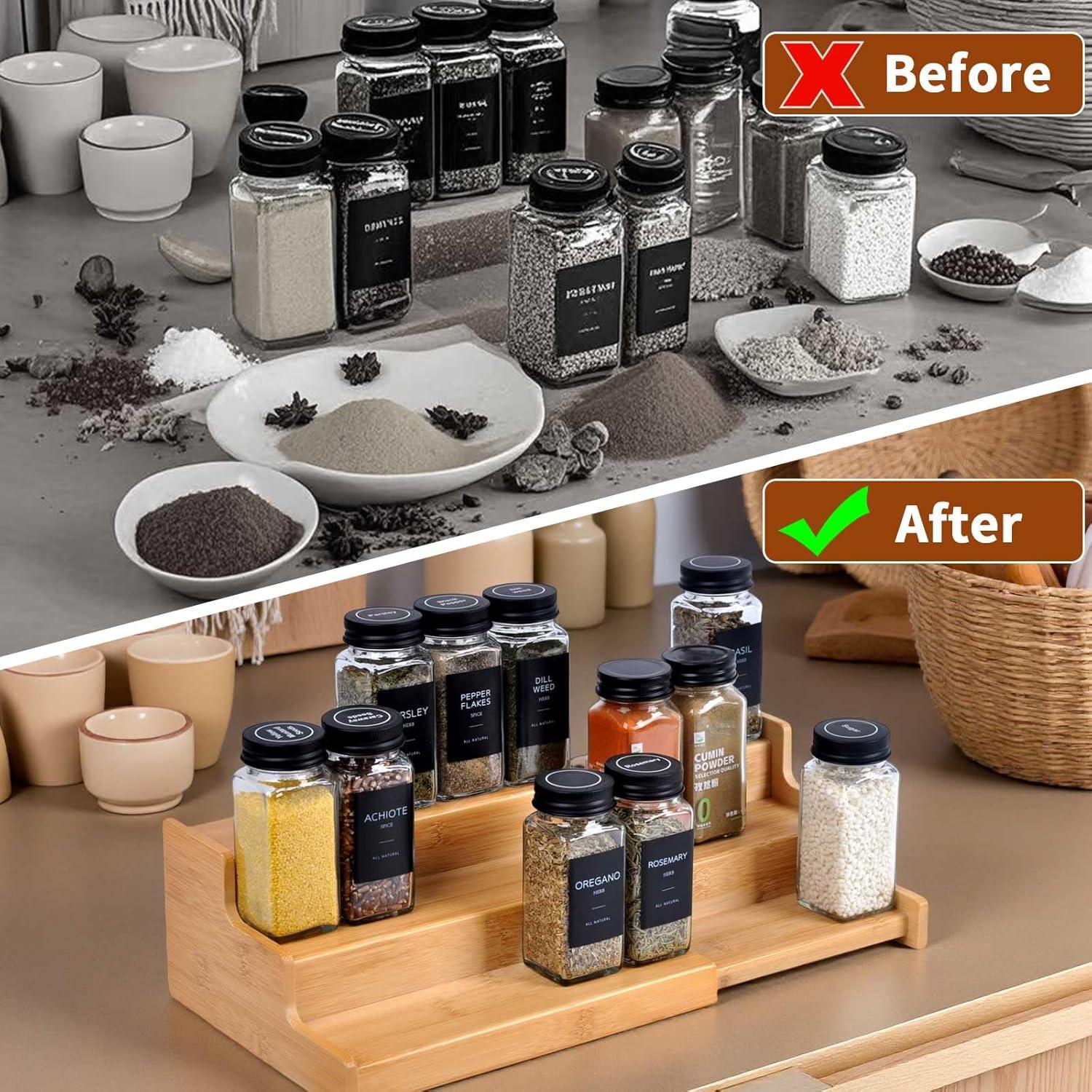 Organizador de especias JinDoWin 3 niveles bambú 2 paquetes